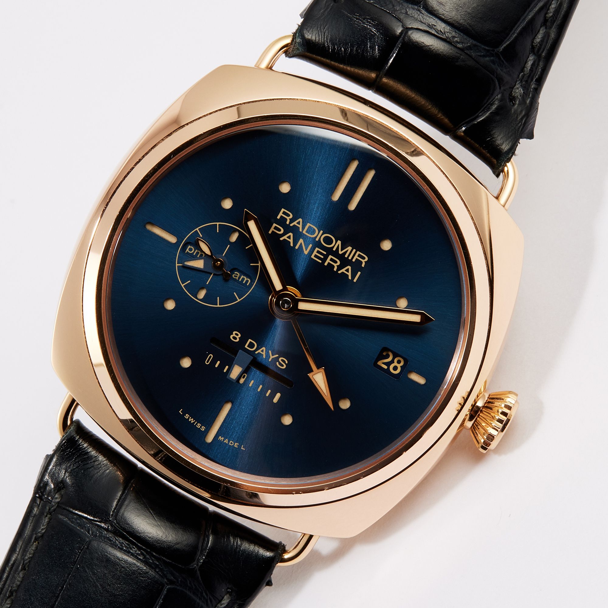 Panerai Radiomir 8 Days GMT Oro Rosso Rose Gold Blue Dial
