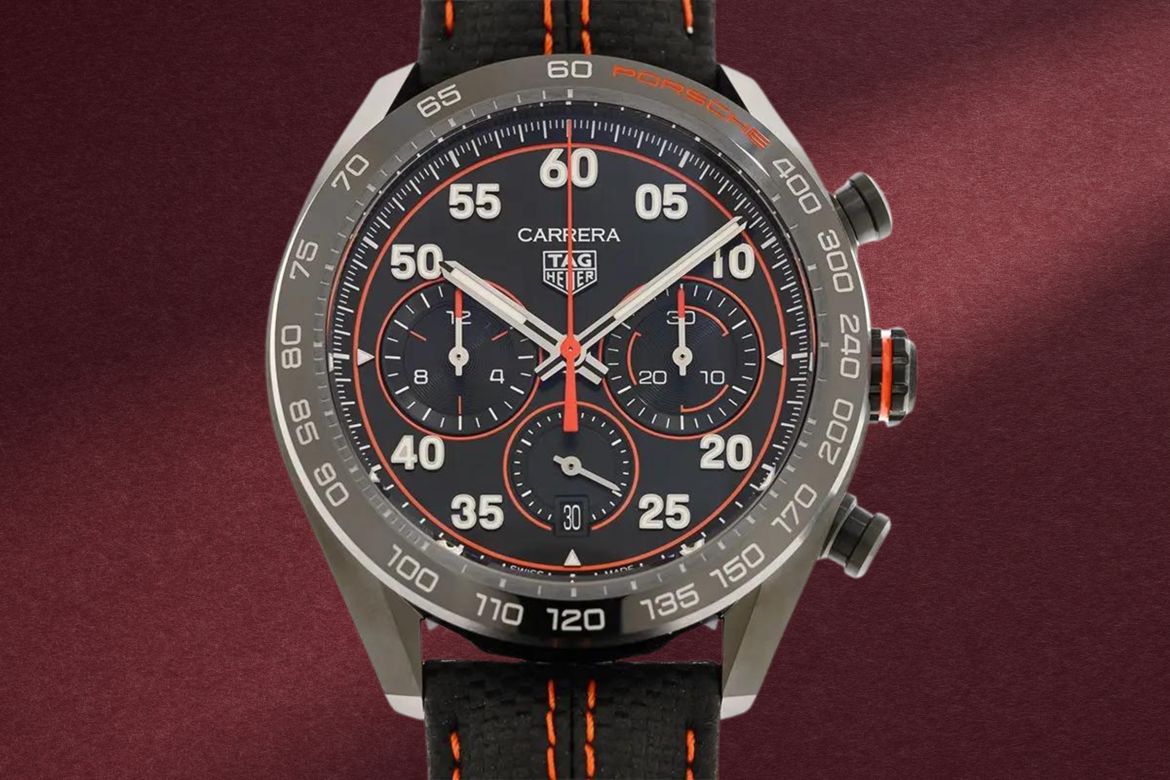 TAG Heuer Carrera Porsche Orange Racing Stainless Steel Black Dial