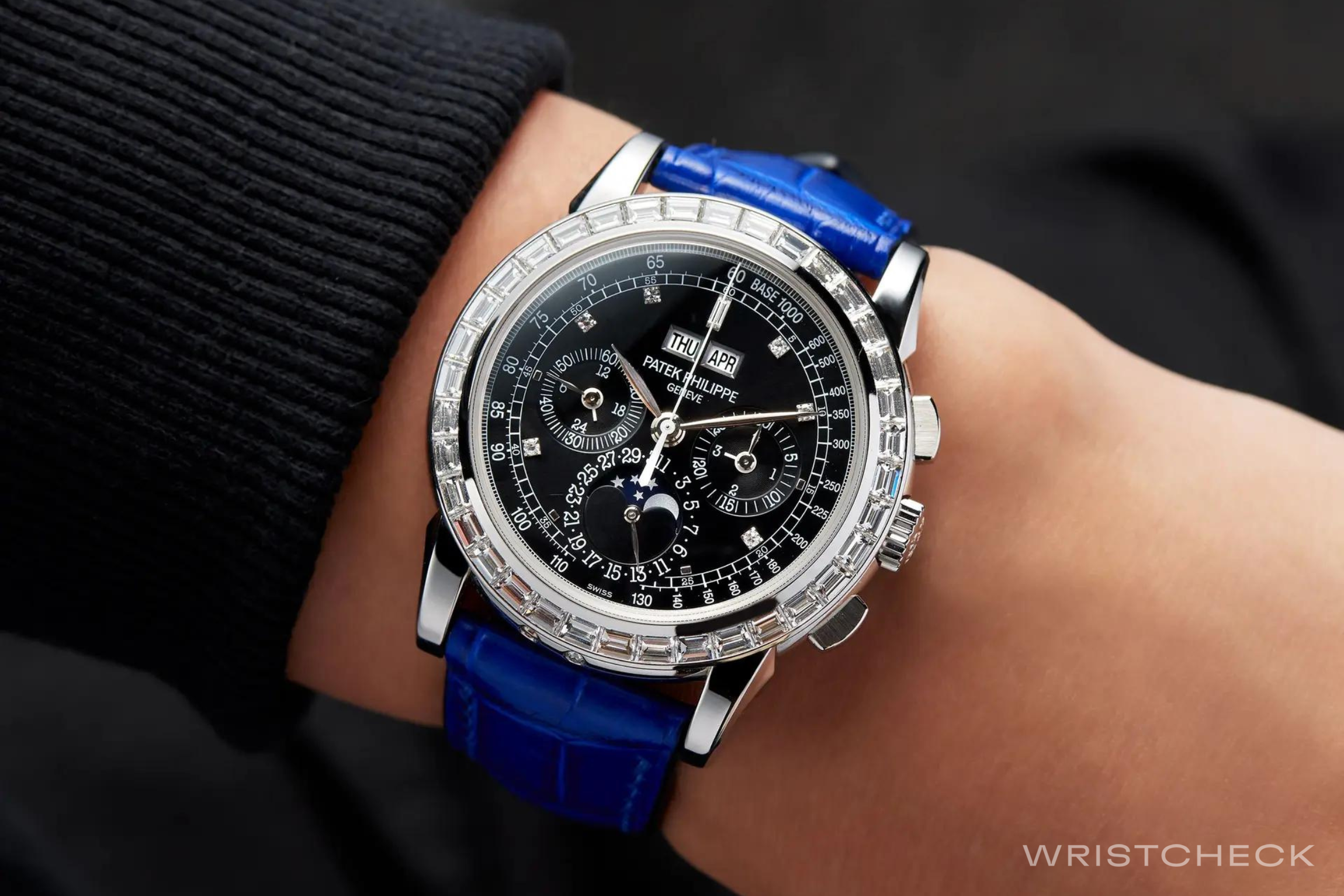 Patek Philippe Grand Complications Perpetual Calendar Chronograph Platinum Diamond Black Dial