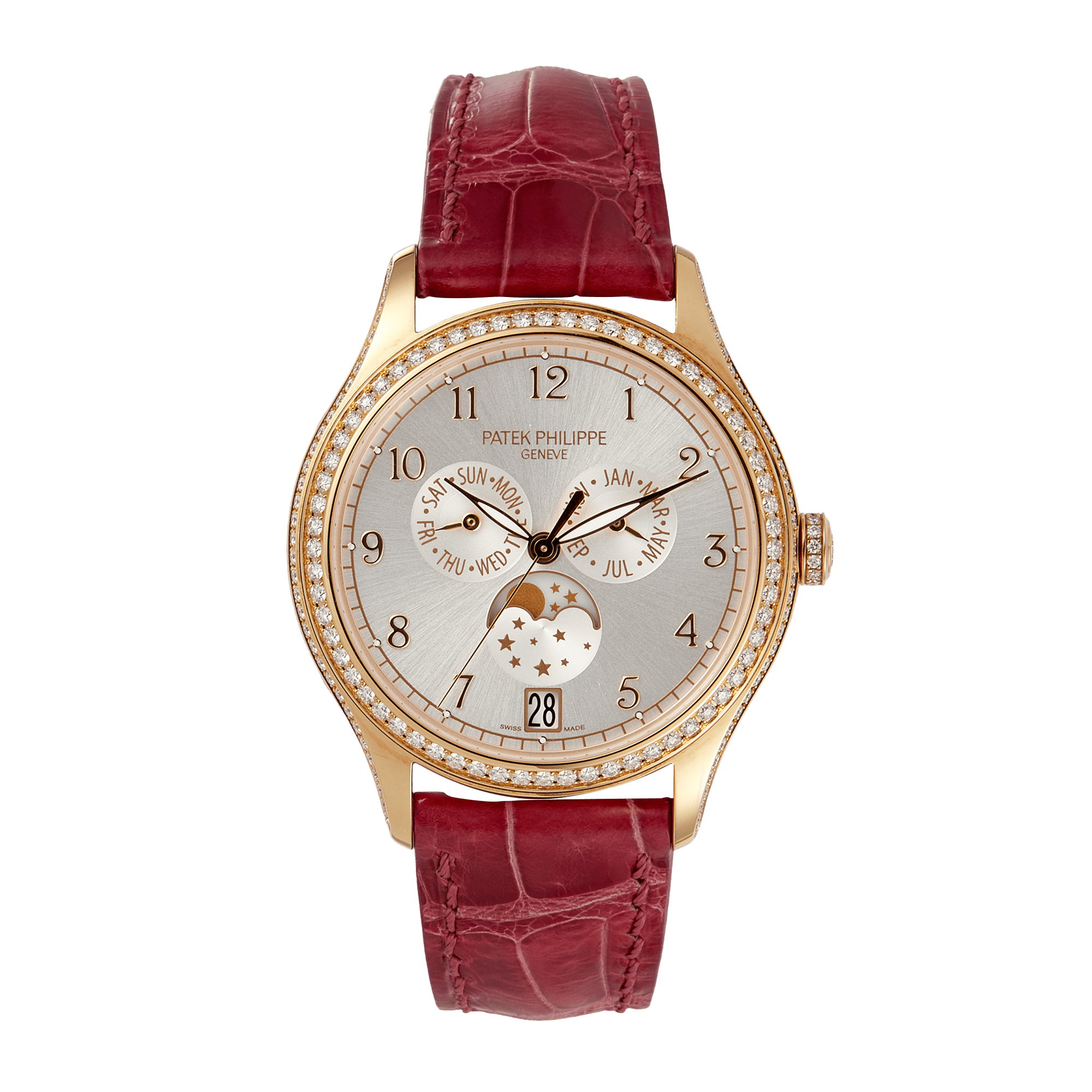 Annual Calendar Rose Gold Diamond Silver Dial 38mm Product Image