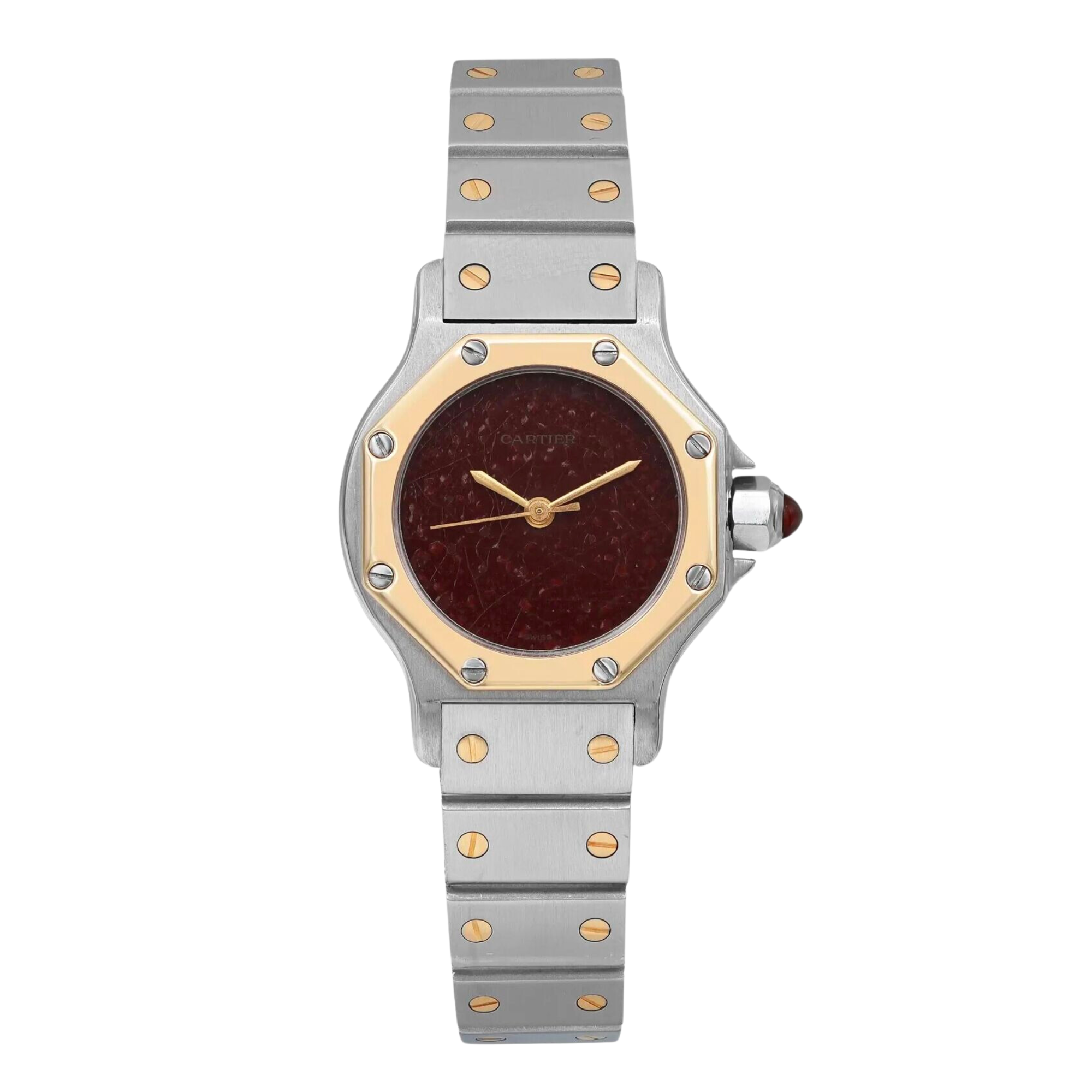 Santos Octagon Yellow Gold & Stainless Steel Burgundy Spider Dial Product Image