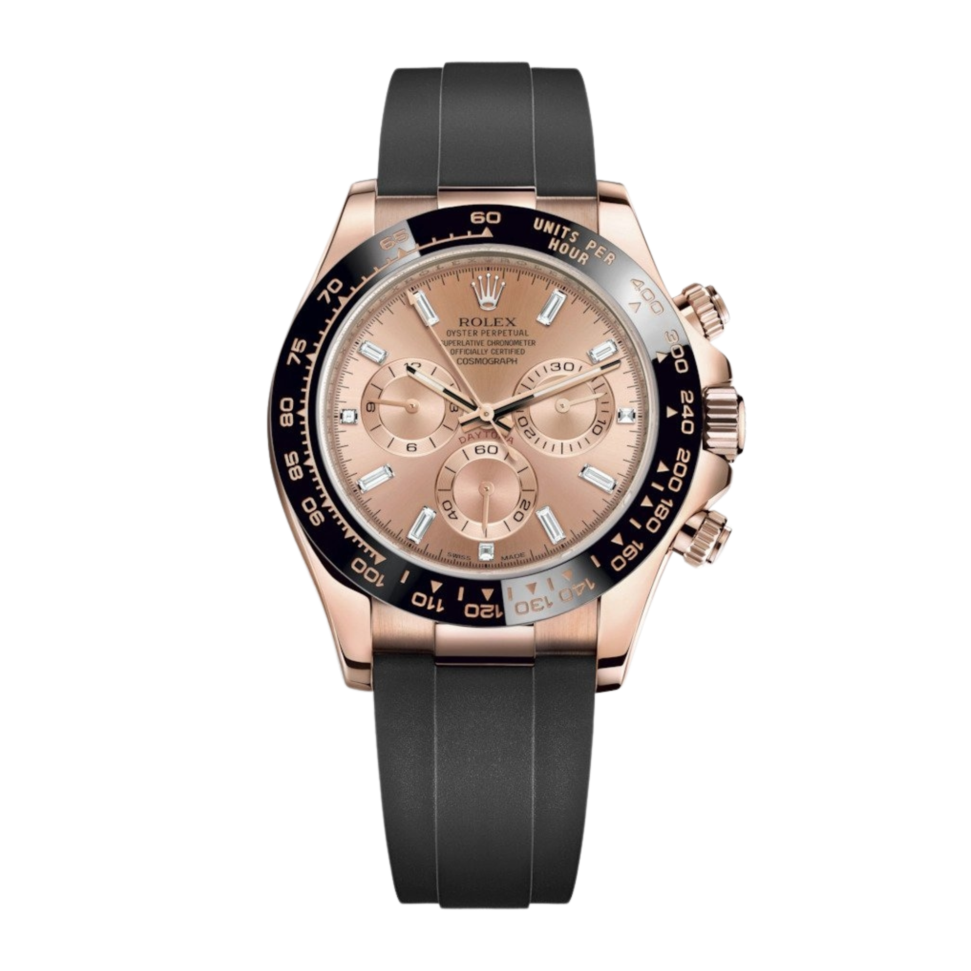 Daytona Rose Gold Baguette Oysterflex Pink Dial 40mm Product Image