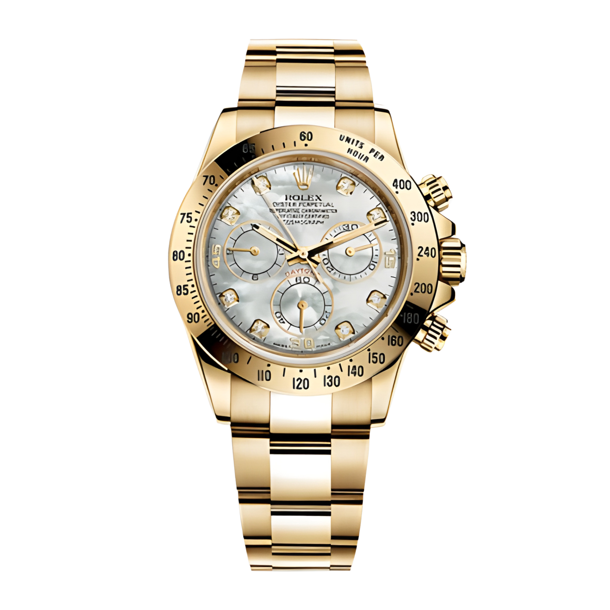 Rolex Daytona Yellow Gold & Steel Black Mother of Pearl Dial