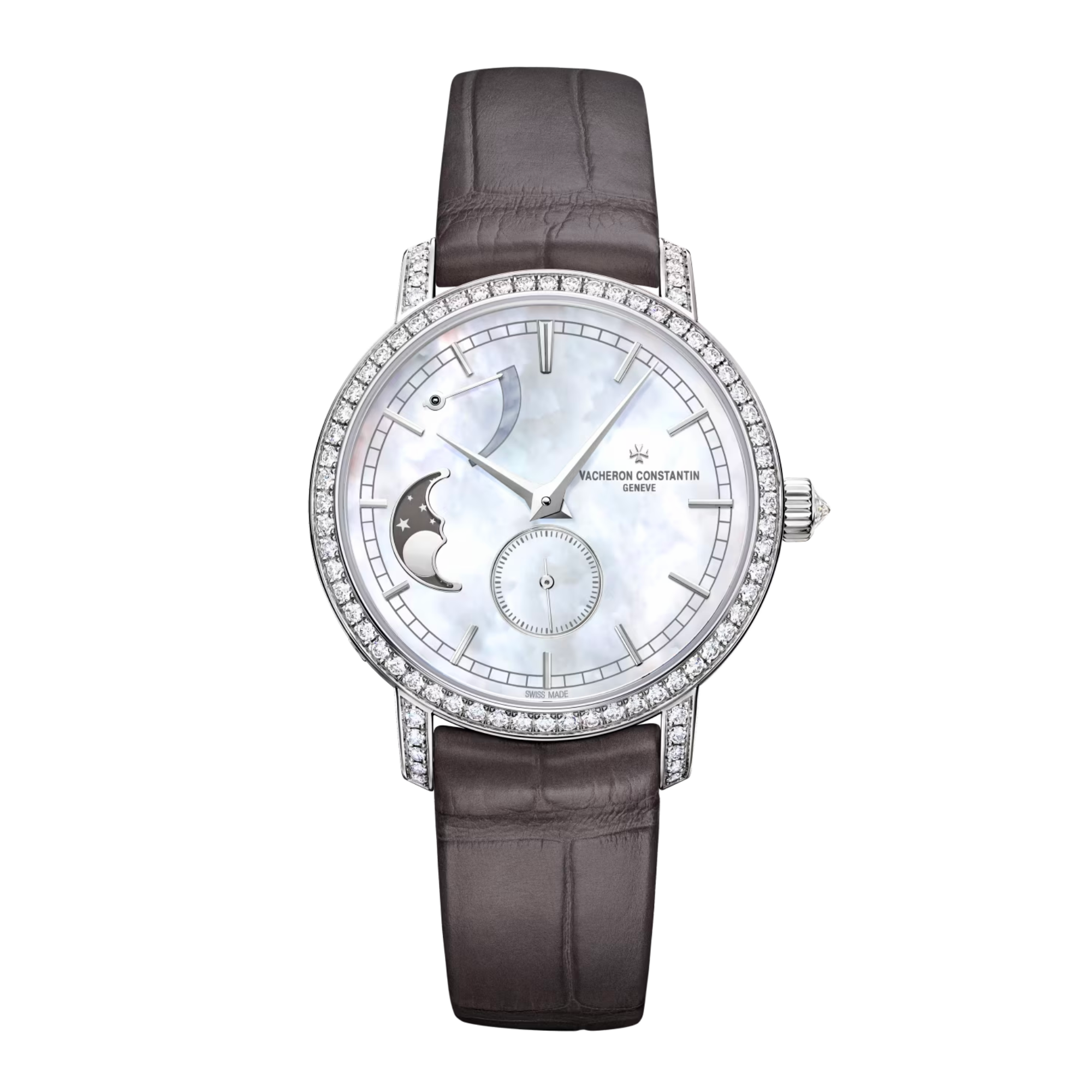 Traditionnelle Moonphase White Gold Diamond Mother of Pearl Dial 36mm Product Image