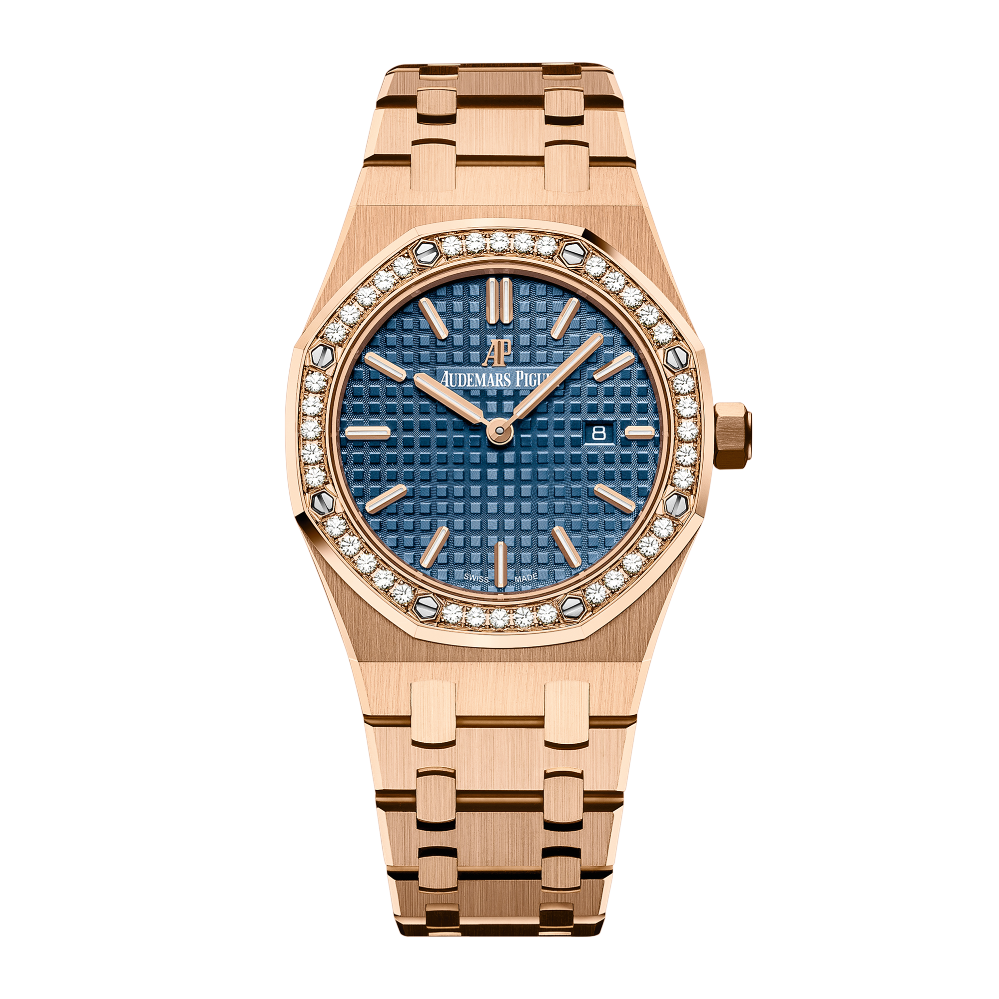 Audemars Piguet Royal Oak Rose Gold Diamond Blue Dial 34mm 77451OR