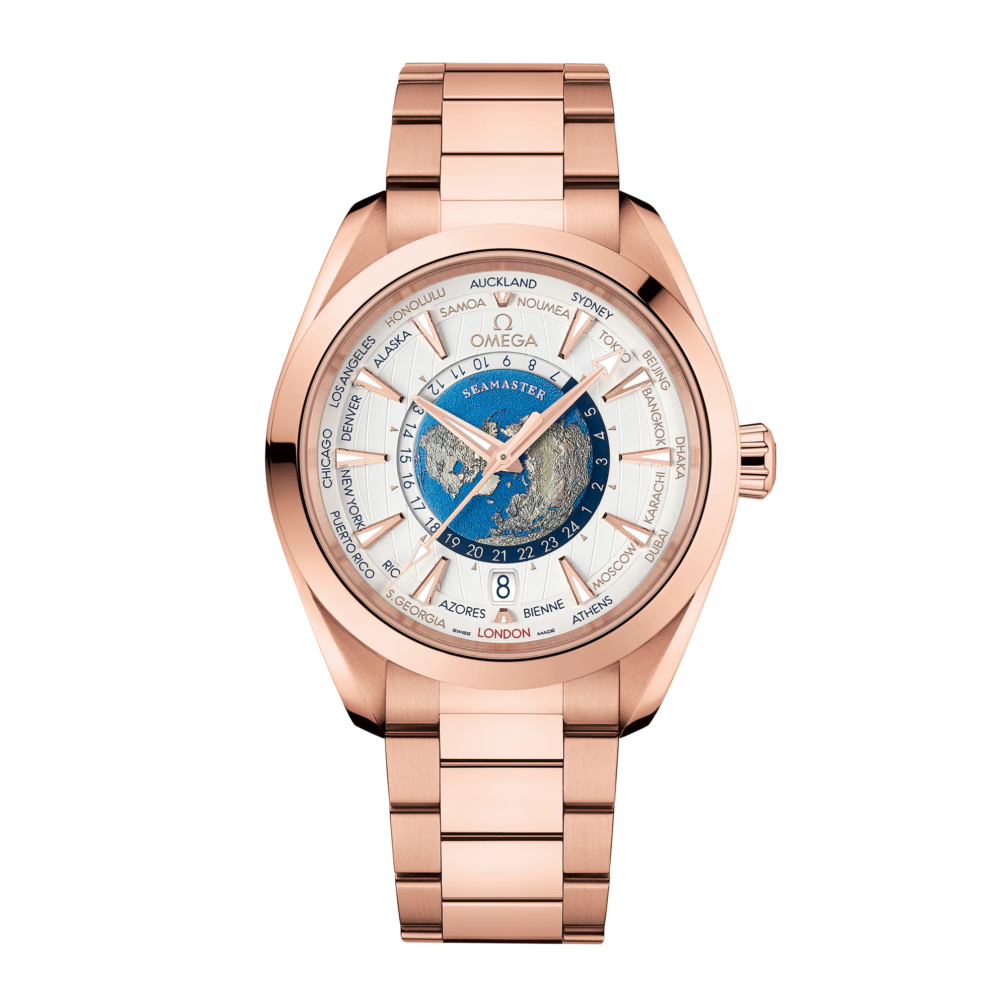 Aqua Terra Worldtimer Rose Gold Silver Dial 43mm Product Image
