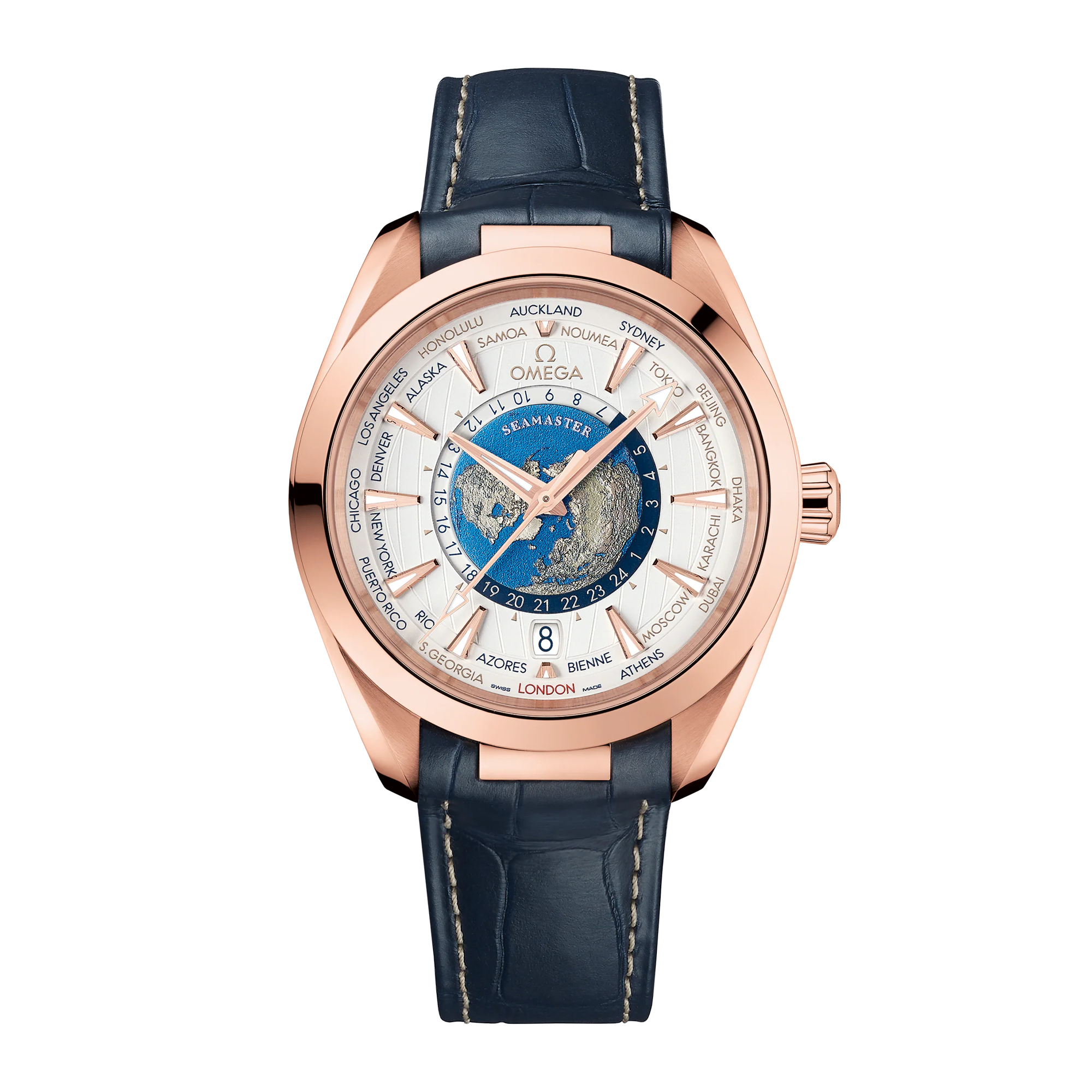 Aqua Terra Worldtimer Rose Gold Silver Dial 43mm Product Image