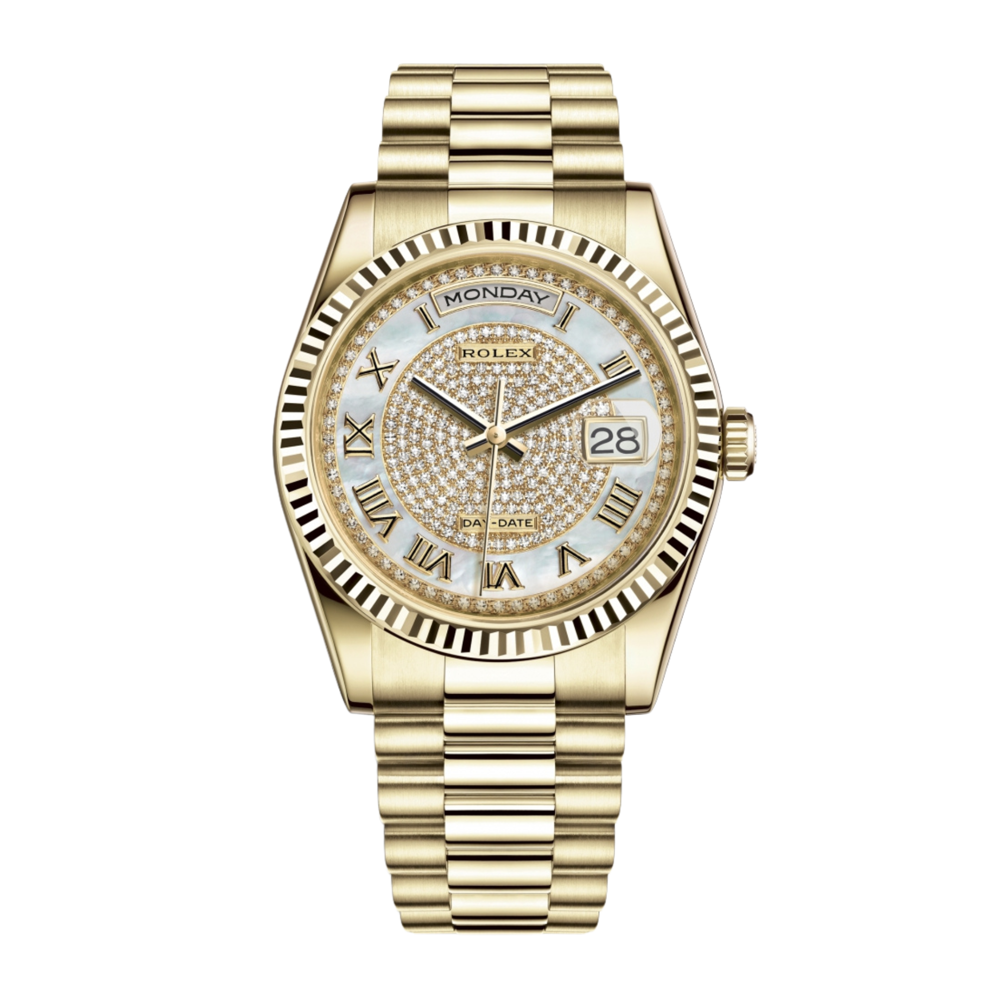 Day-Date 36 Yellow Gold Mother of Pearl Pave Dial Product Image