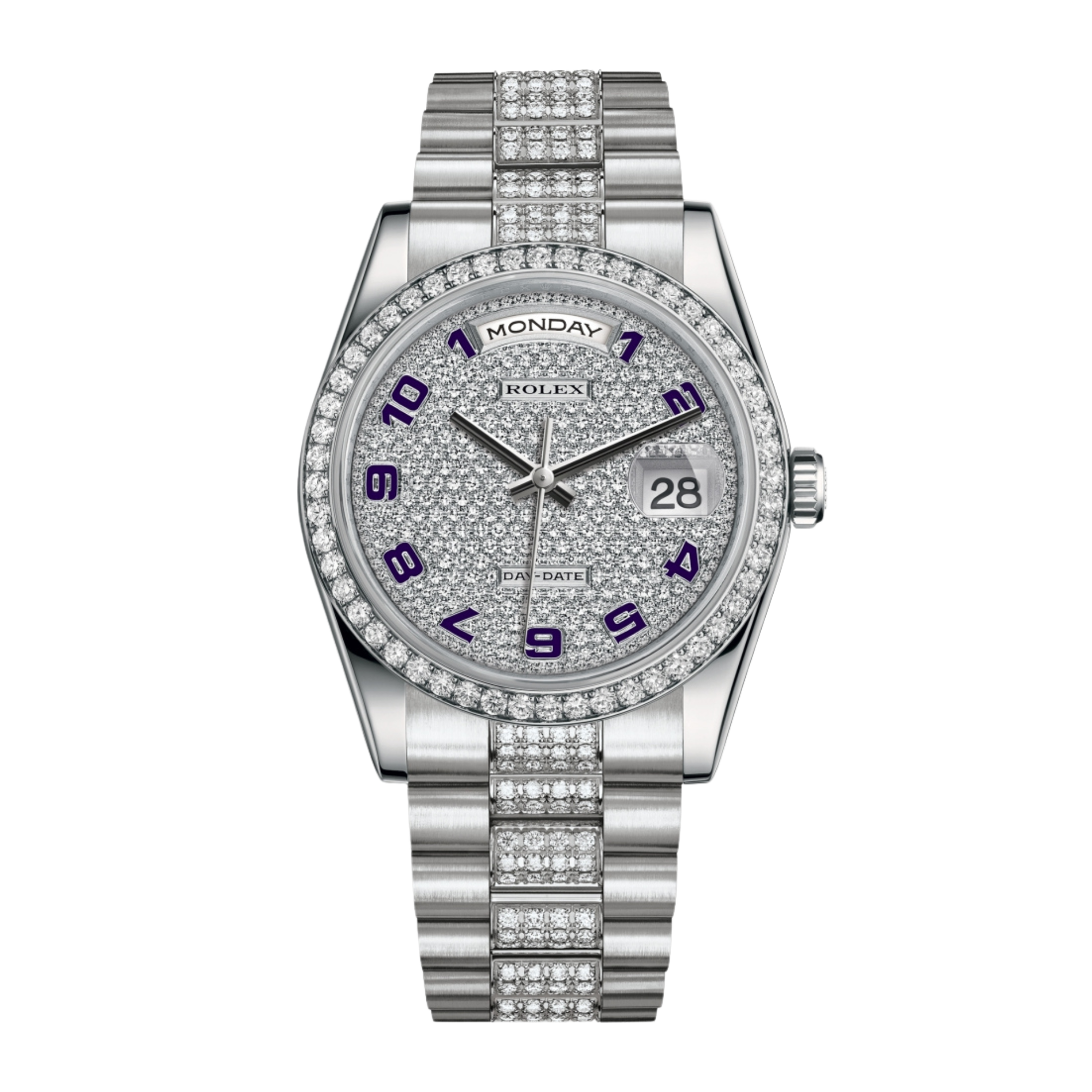Rolex Day-Date 36 Platinum Diamond Pave Dial 36mm 118346