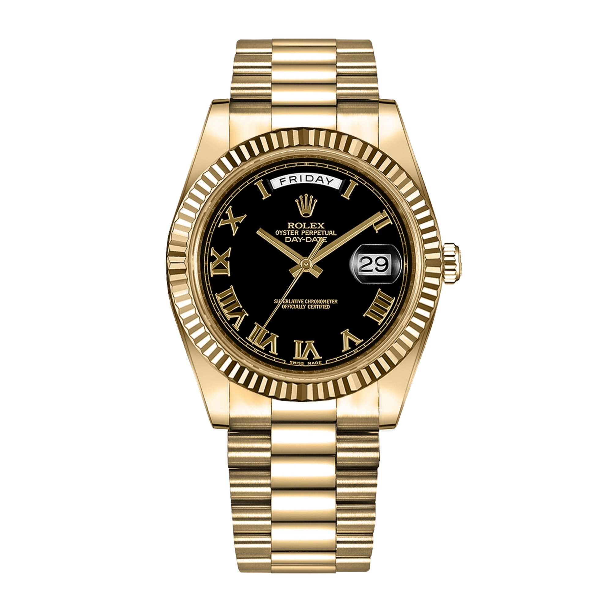 Rolex Day-Date II Yellow Gold Black Dial 41mm 218238-0041 - Make