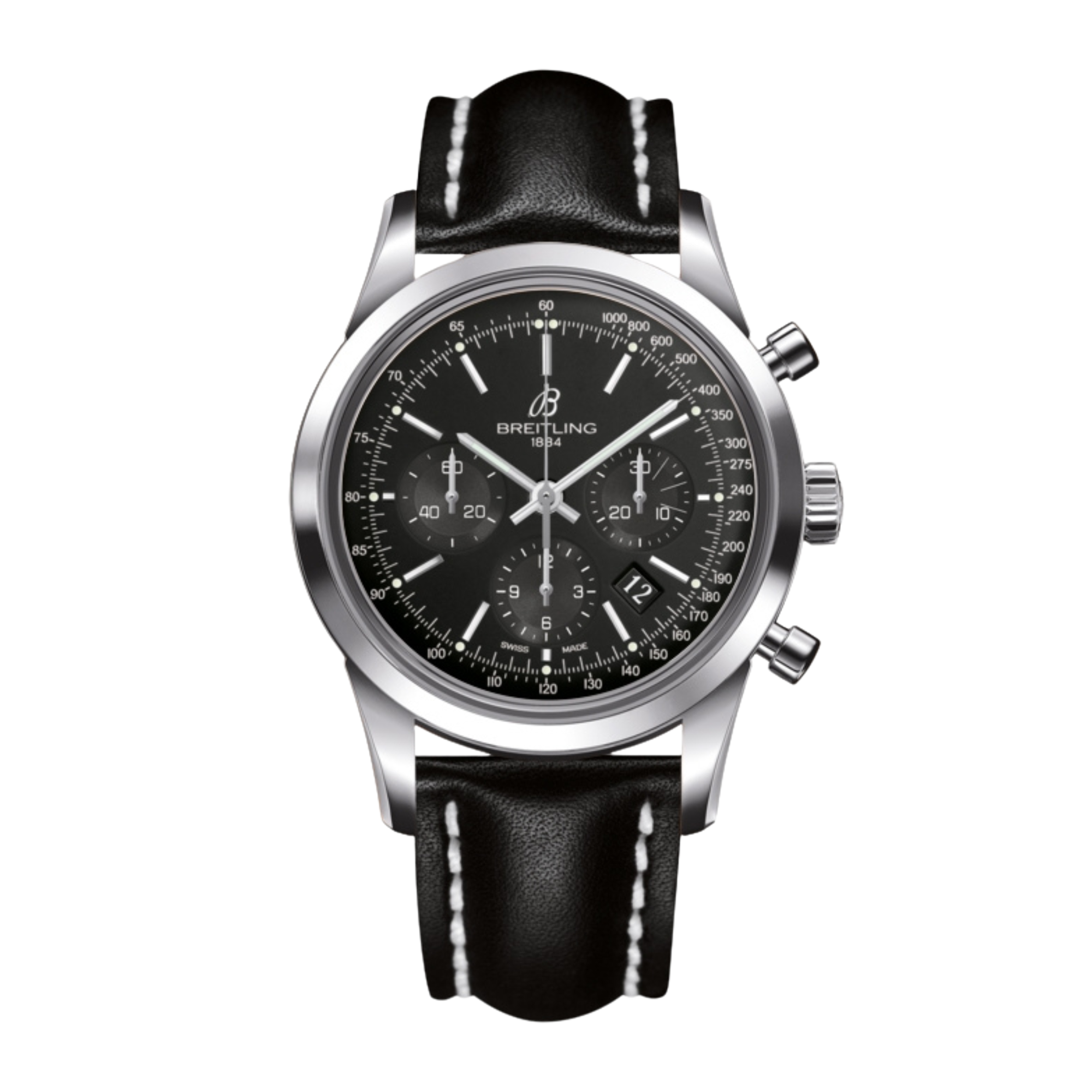 Transocean Chronograph Steel Black Dial 43mm Product Image