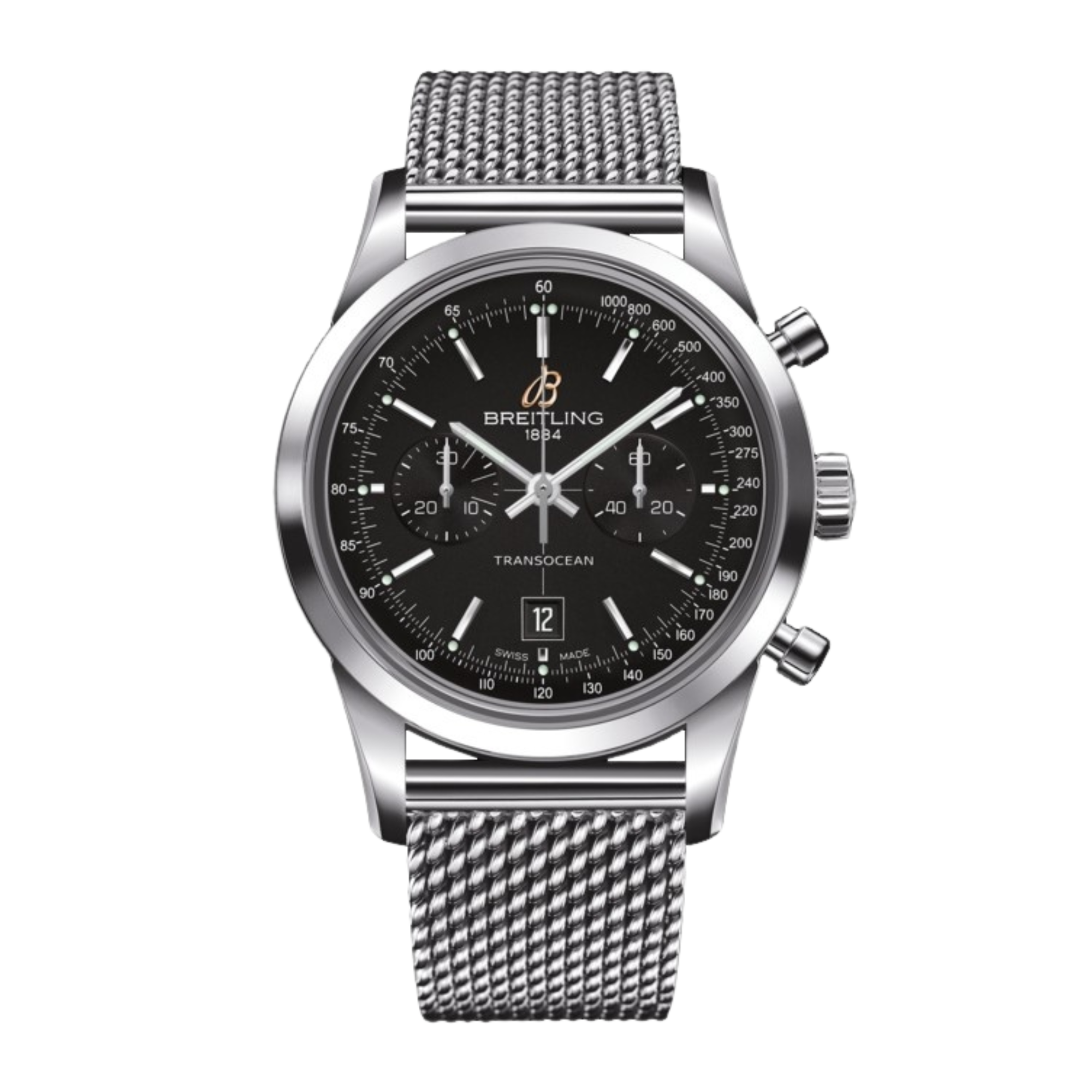 Transocean Chronograph Steel Black Dial 38mm Product Image
