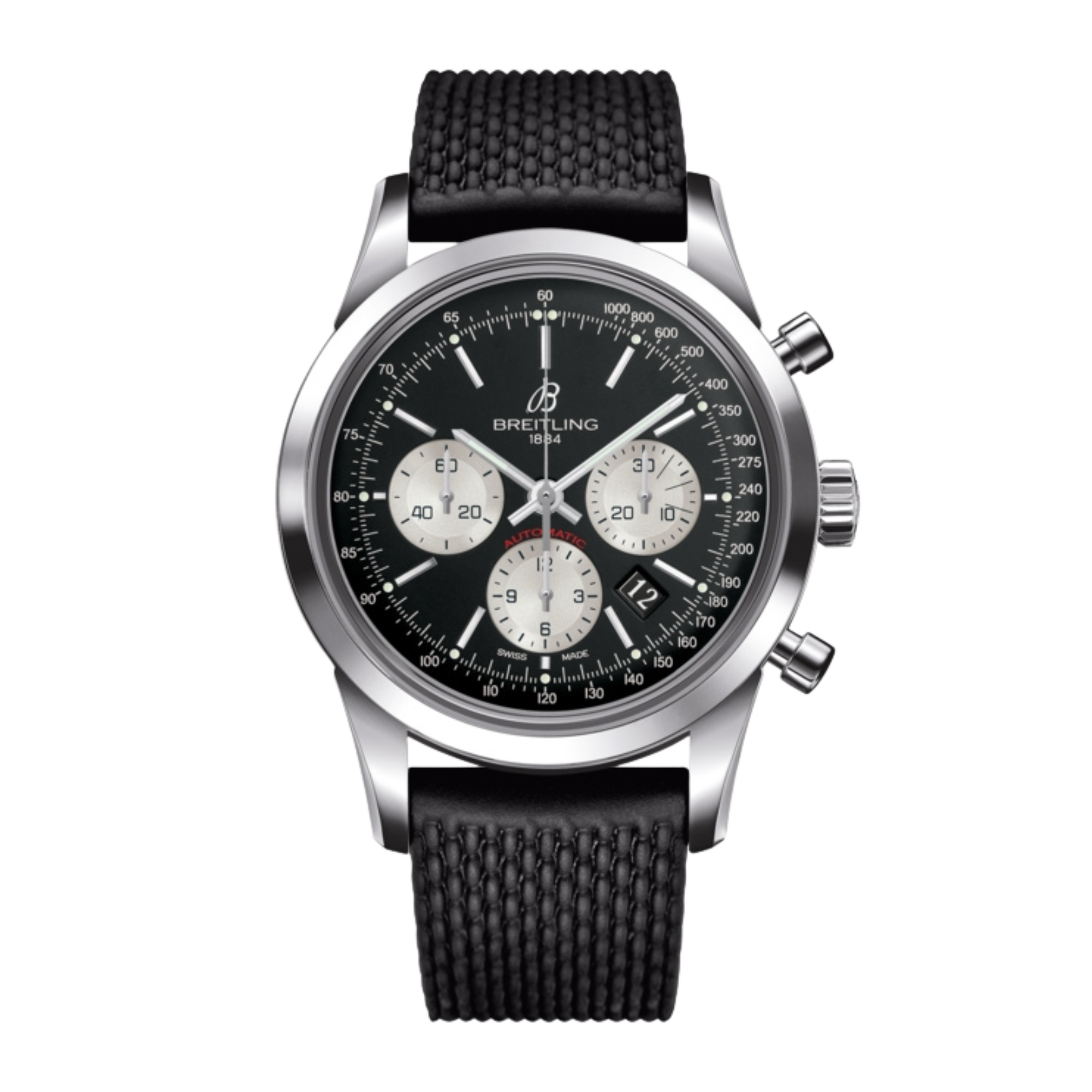 Transocean Chronograph Steel Black Dial 43mm Product Image