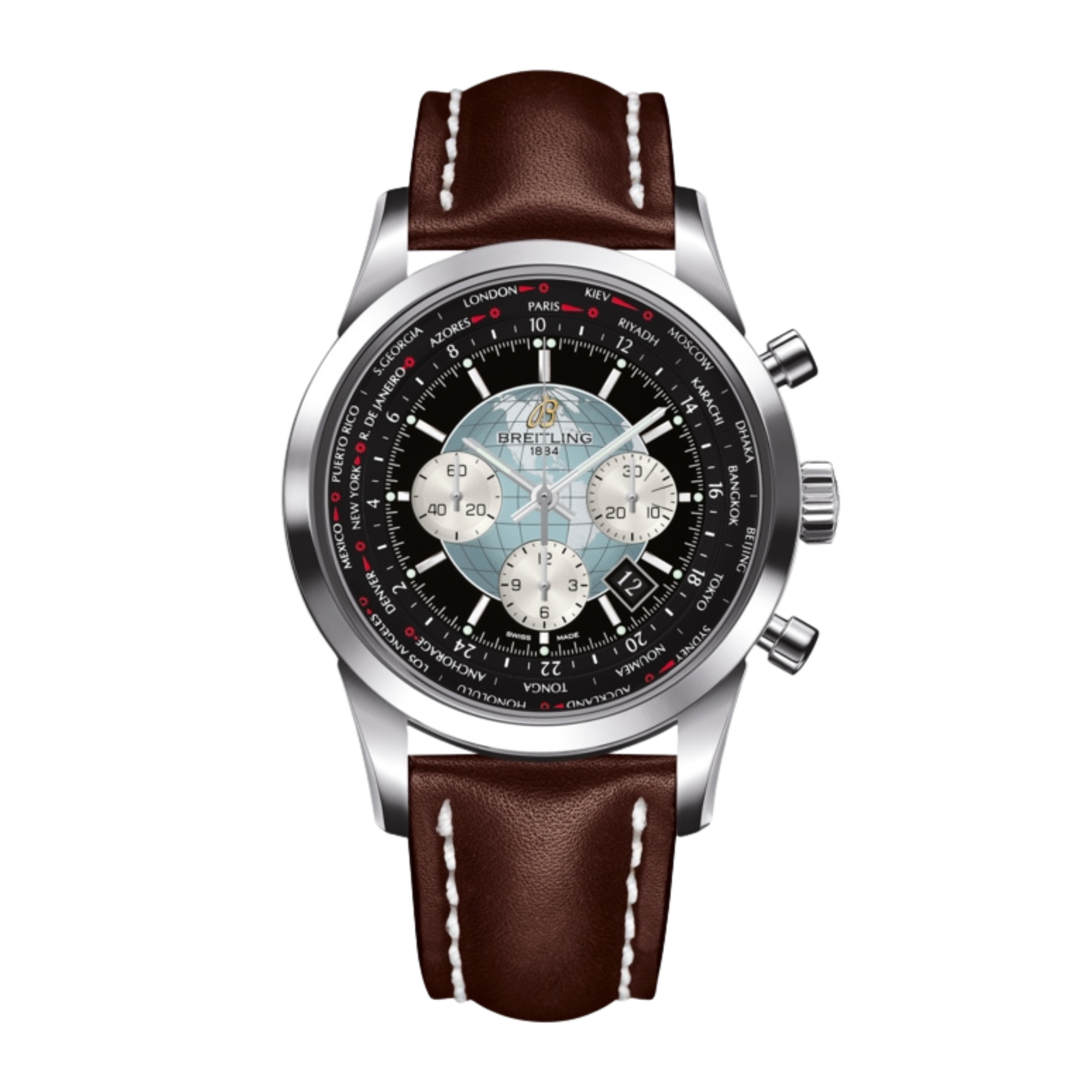 Transocean Chronograph Unitime Steel Black Dial 46mm Product Image