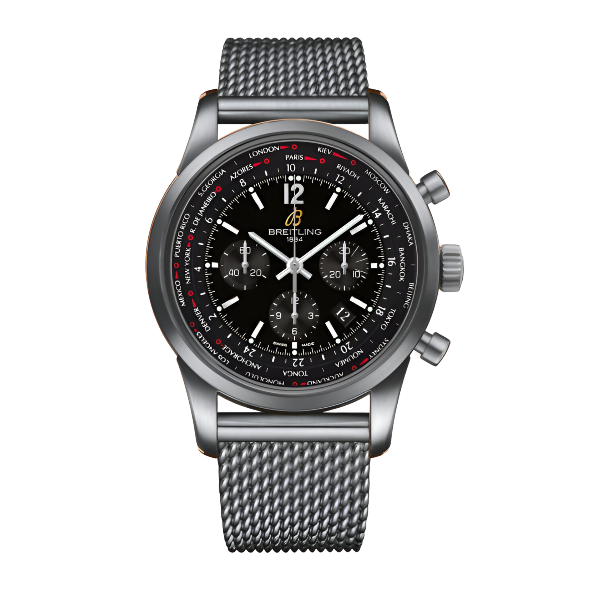 Transocean Chronograph Unitime Pilot Steel Black Dial 46mm Product Image