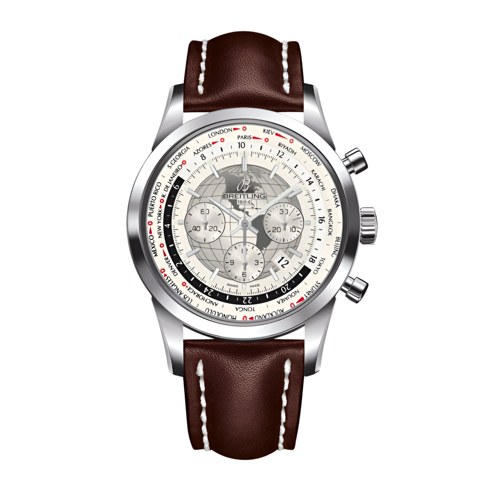 Transocean Chronograph Unitime Steel Silver Dial 46mm Product Image