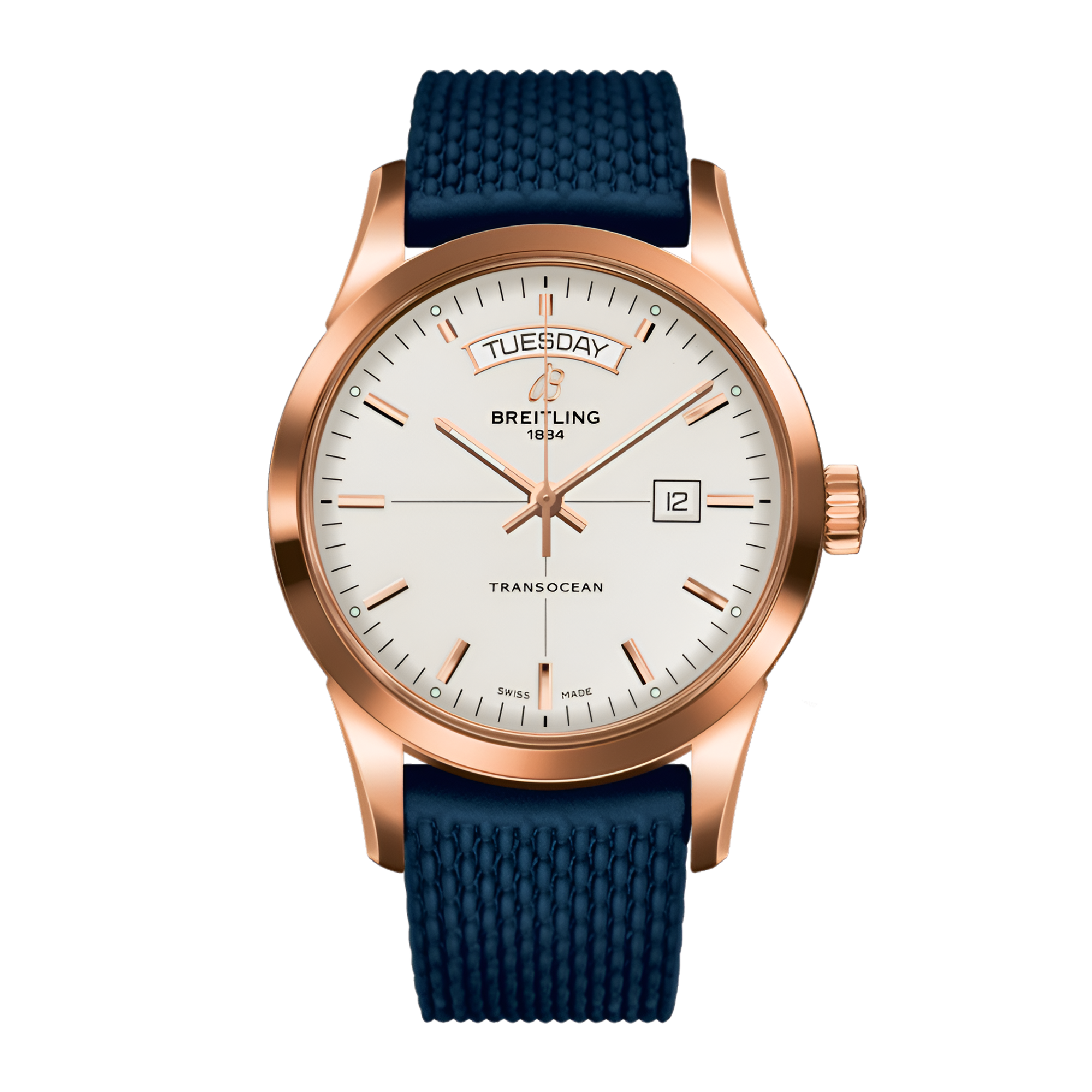 Transocean Day & Date Rose Gold Silver Dial 43mm Product Image