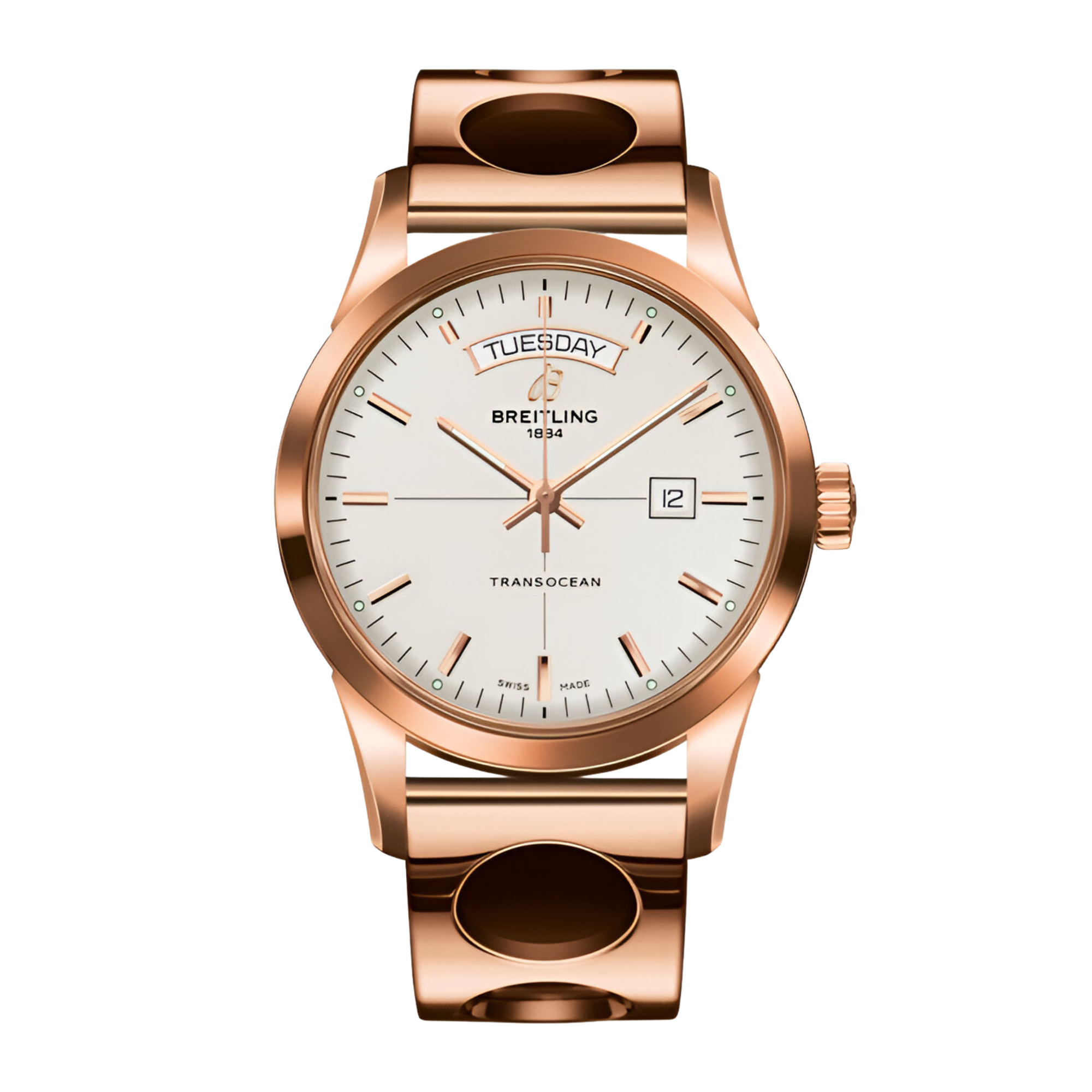 Transocean Day & Date Rose Gold Silver Dial 43mm Product Image