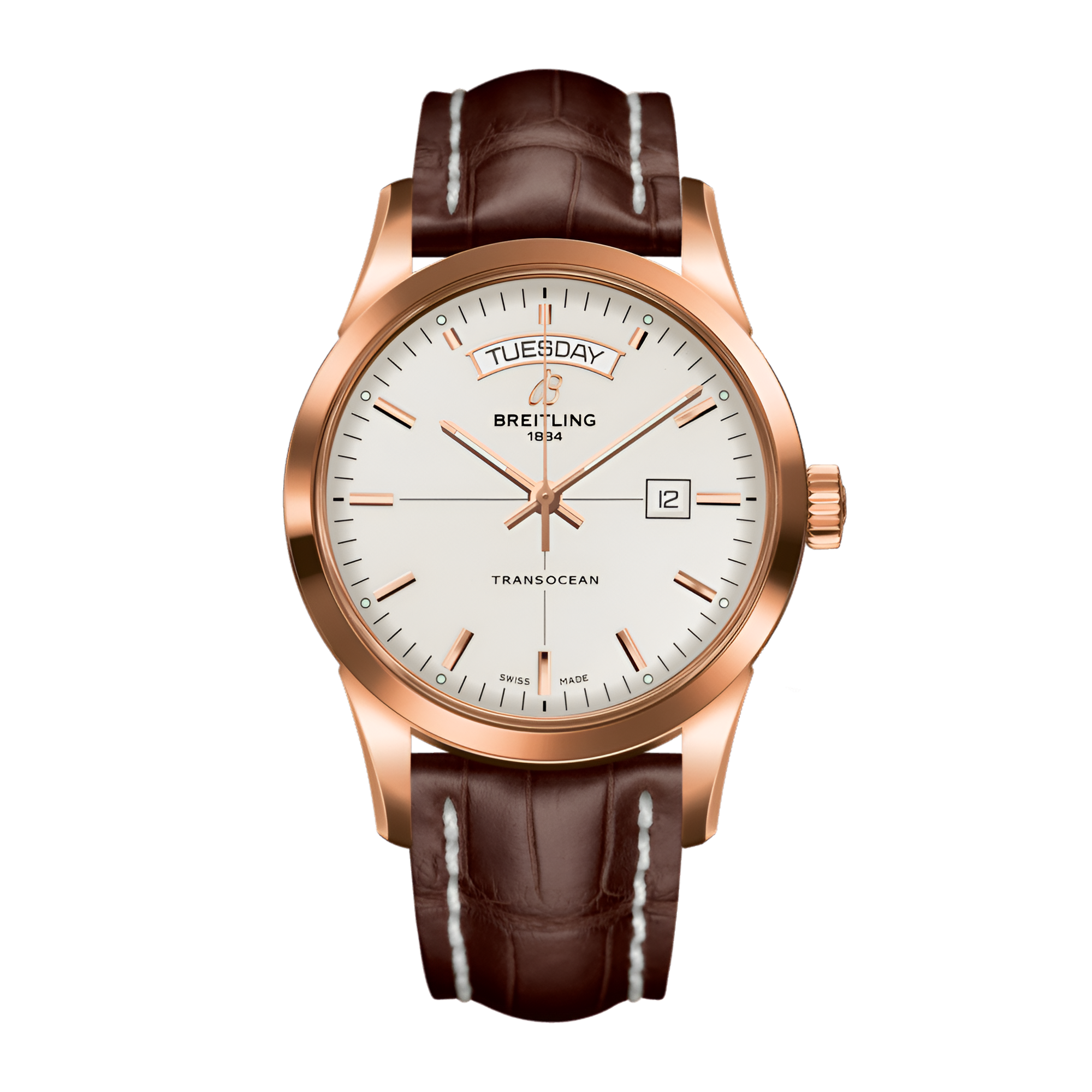 Transocean Day & Date Rose Gold Silver Dial 43mm Product Image