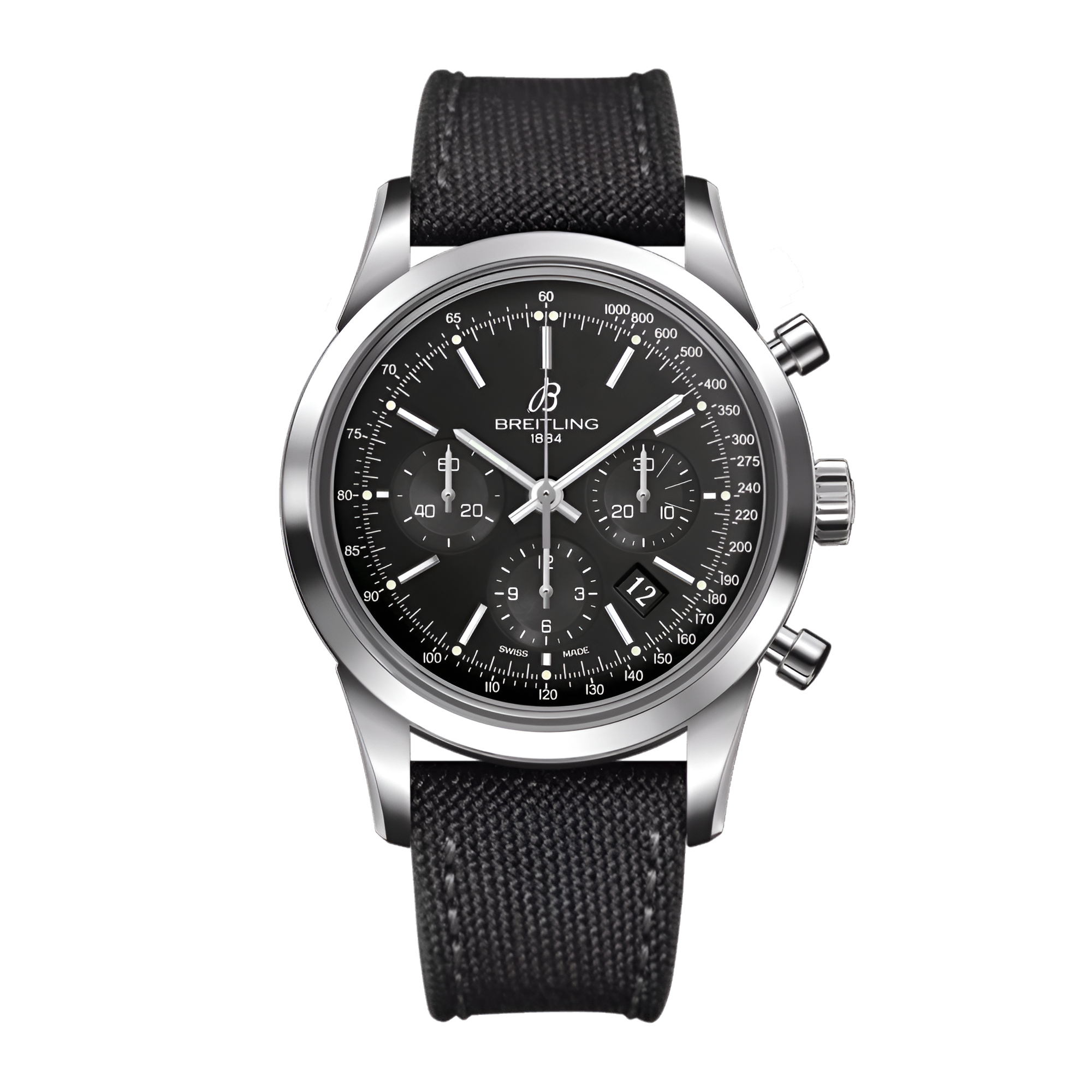 Transocean Chronograph Steel Black Dial 43mm Product Image