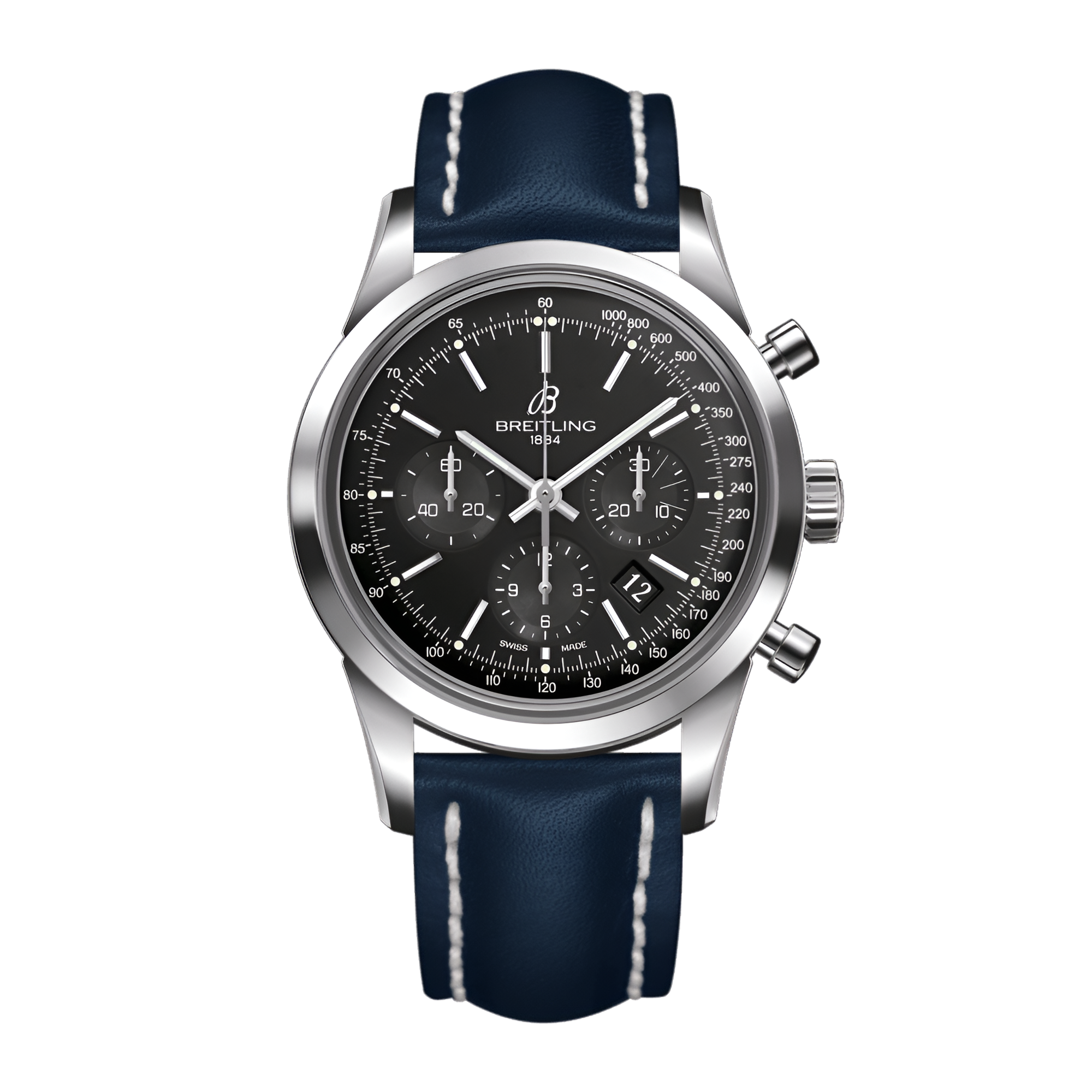 Transocean Chronograph Steel Black Dial 43mm Product Image