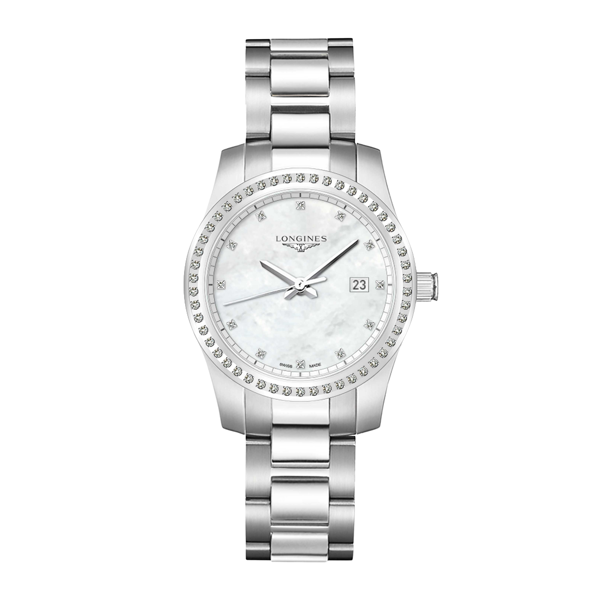 Longines Conquest Steel Diamond Mother of Pearl Dial 35mm L3 Longines Conquest Steel Diamond Mother of Pearl Dial 35mm L3