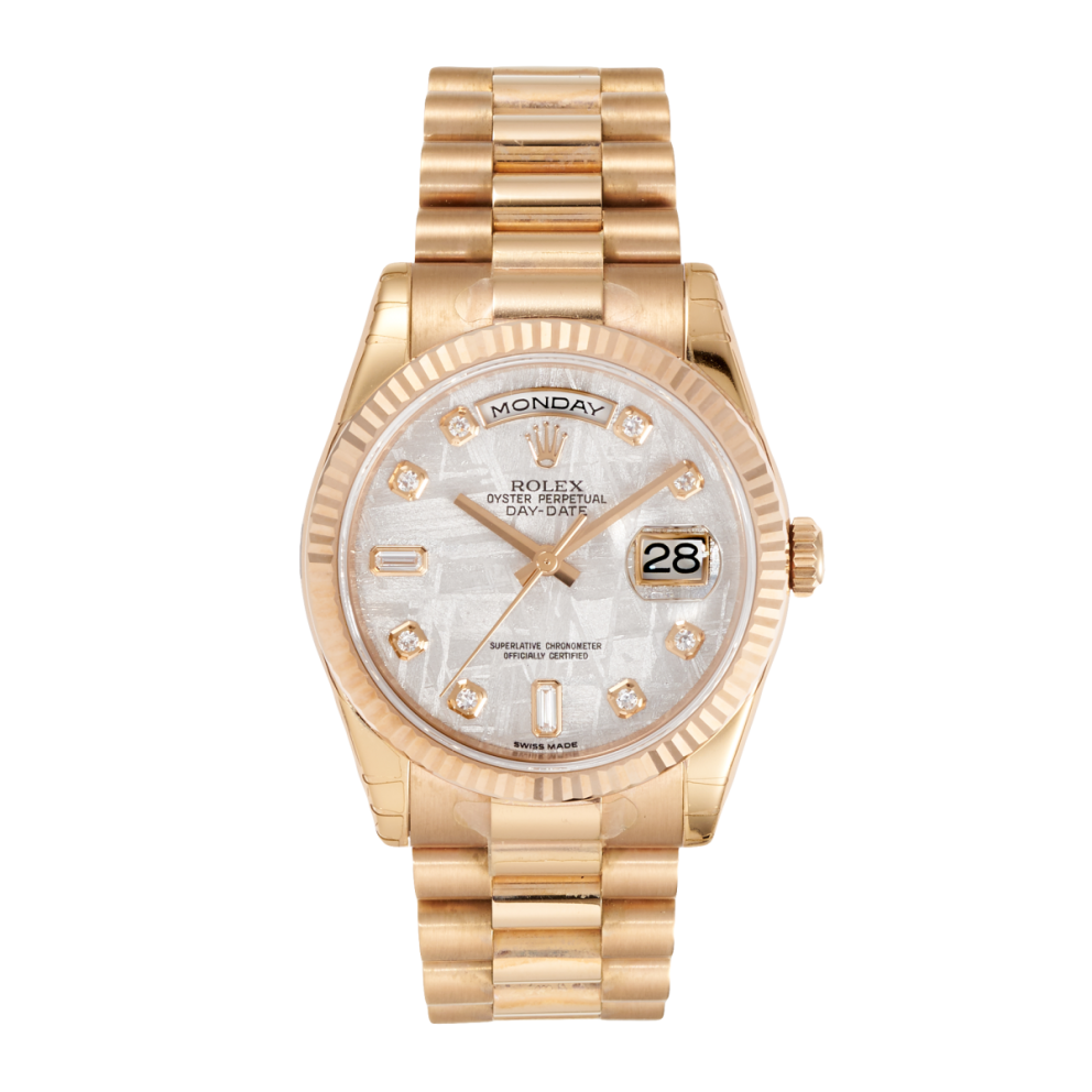 Rolex Day-Date 36 Yellow Gold Silver Computer Dial 118238