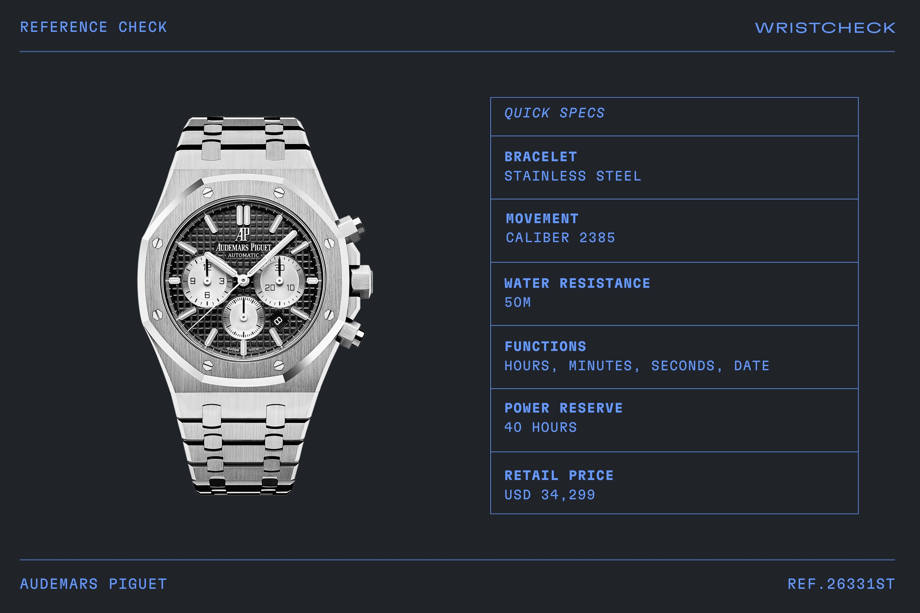 Reference Check Audemars Piguet Royal Oak Selfwinding Chronograph 26331ST Wristcheck