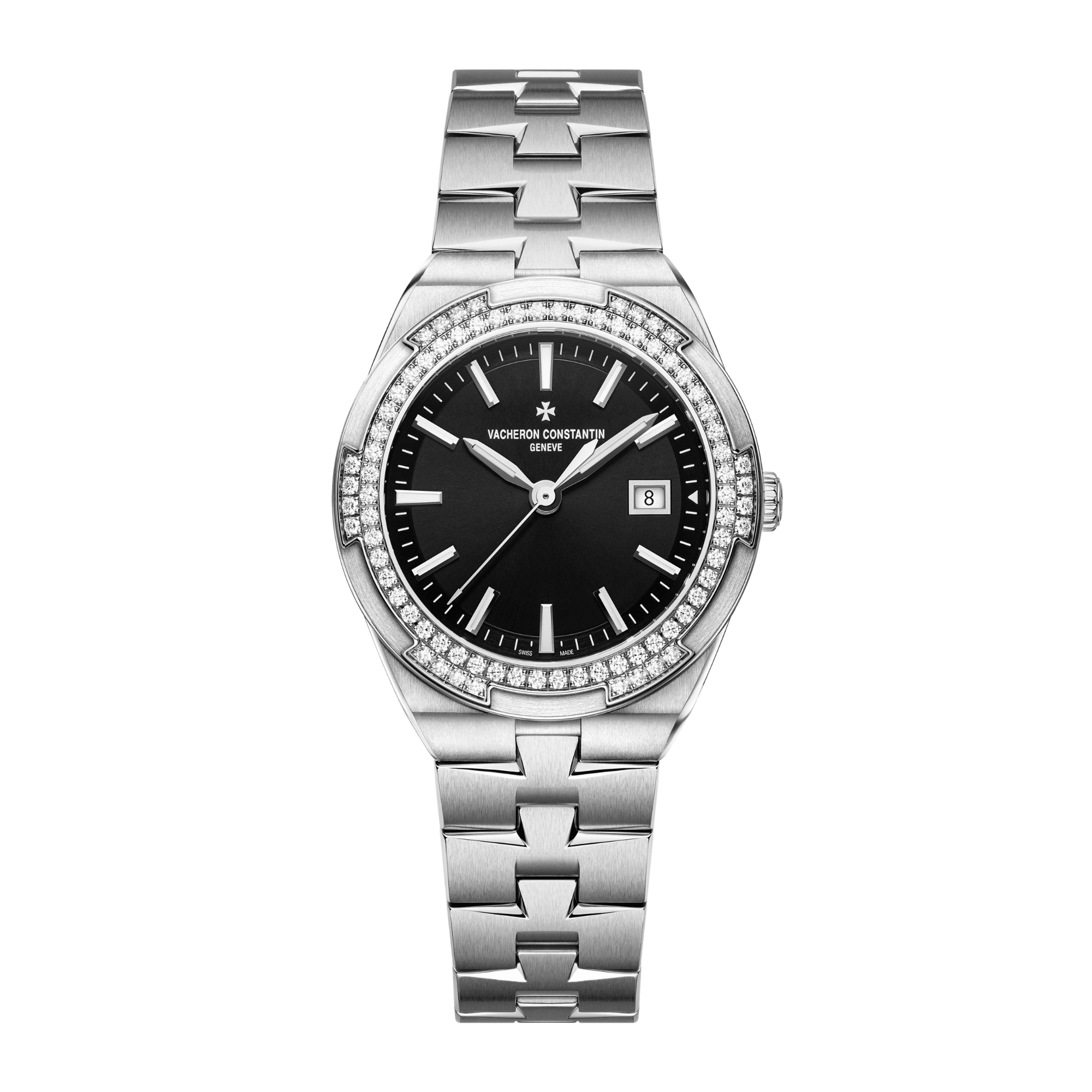 Overseas Quartz Steel Diamond Black Dial 33mm Product Image