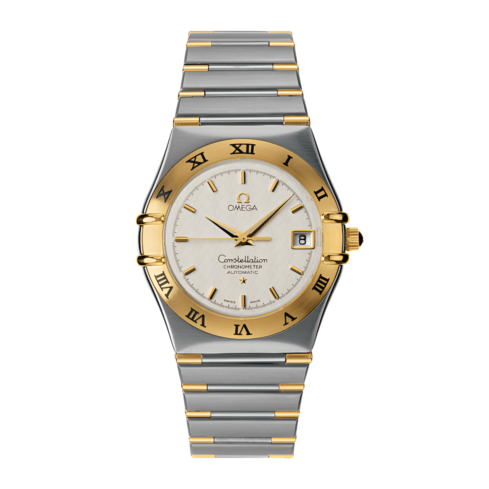 Omega Constellation Chronograph Yellow Gold & Steel Silver Dial