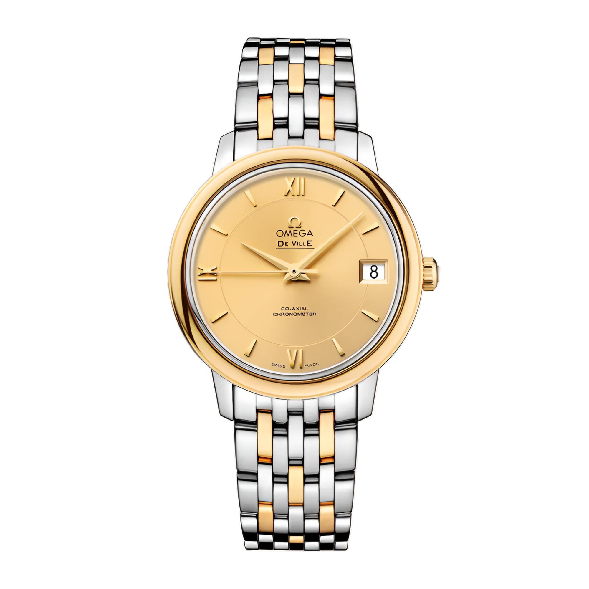Omega De Ville Yellow Gold & Steel Champagne Dial 32mm 424.20