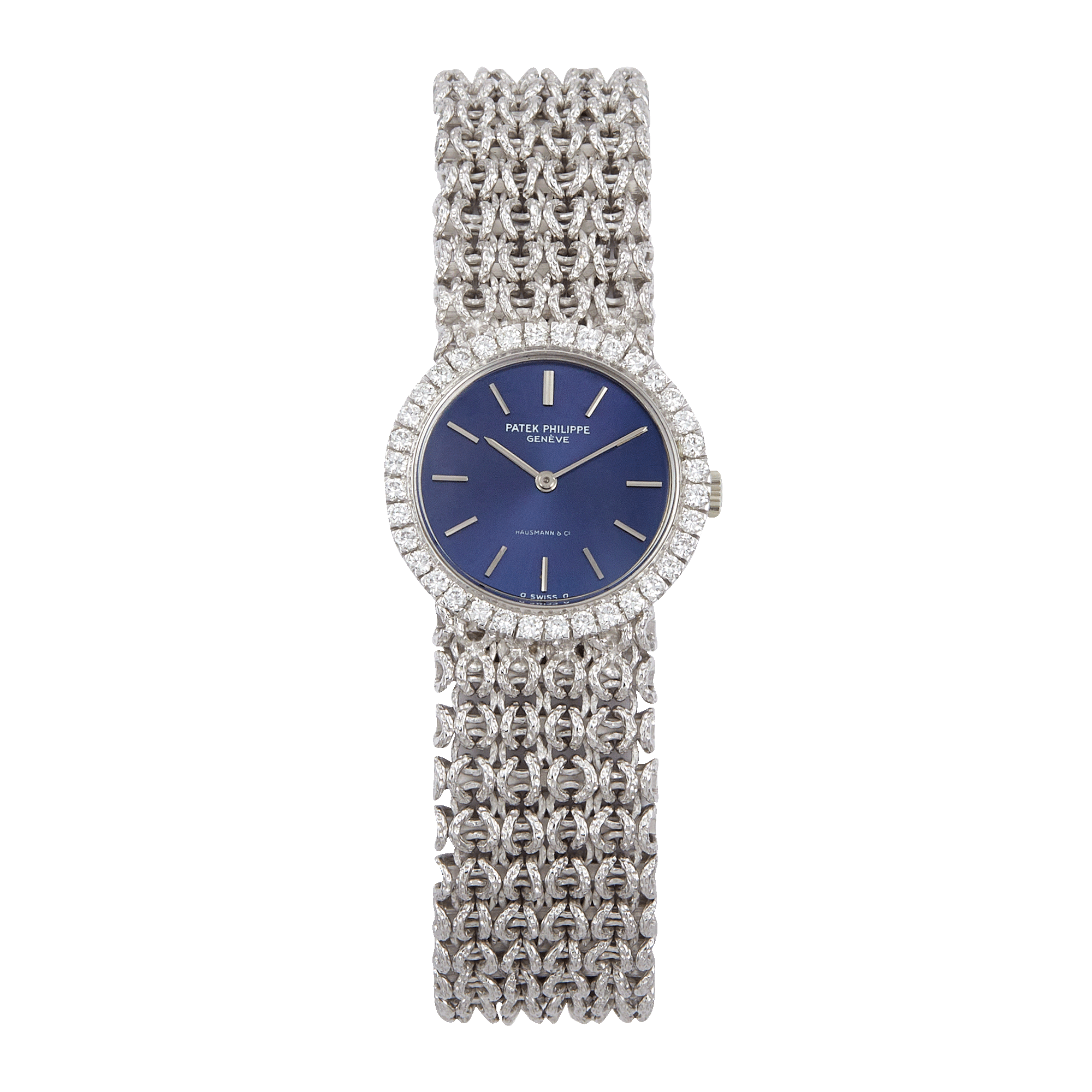 Vintage White Gold Diamond Blue Dial 33mm Product Image 1