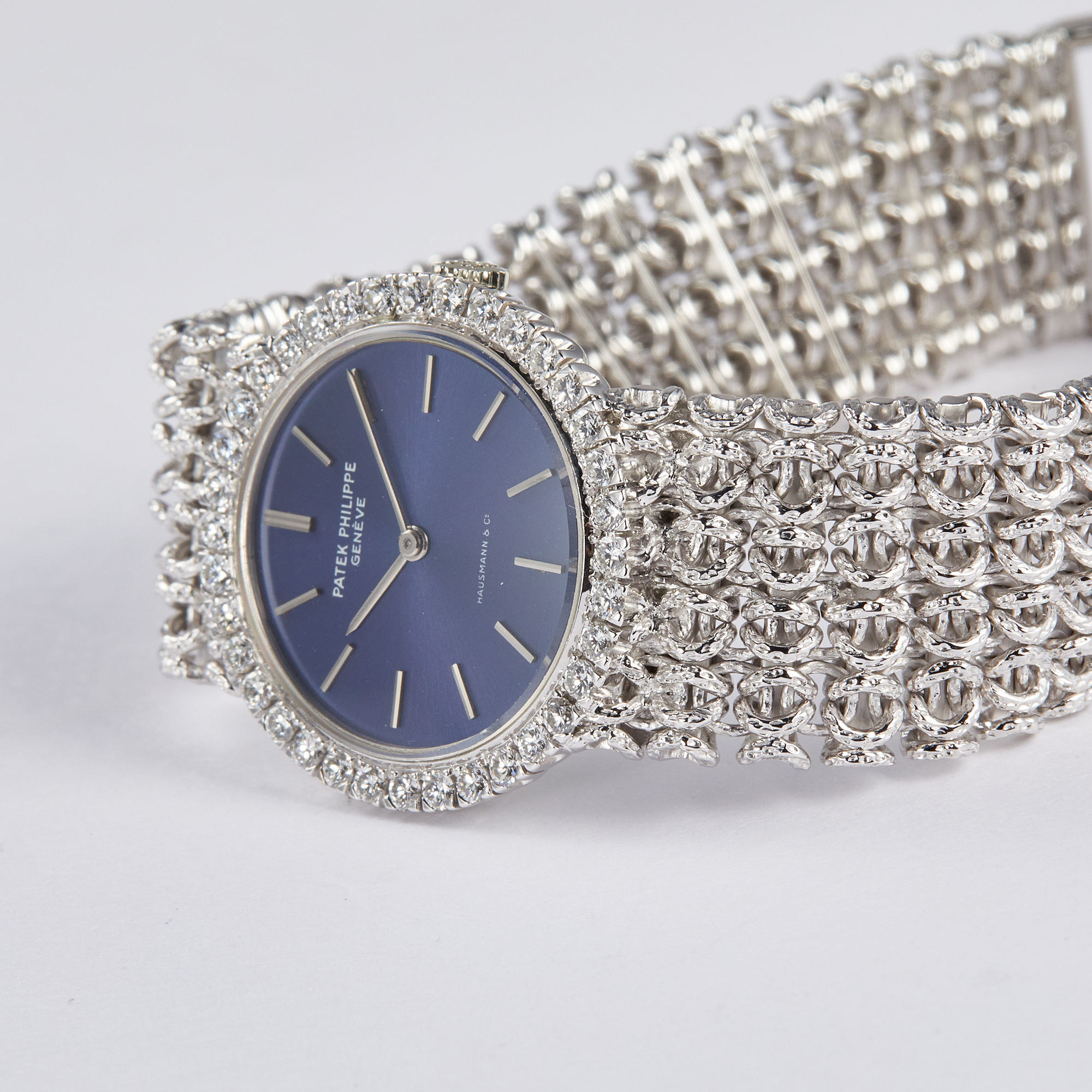 Vintage White Gold Diamond Blue Dial 33mm Product Image 3
