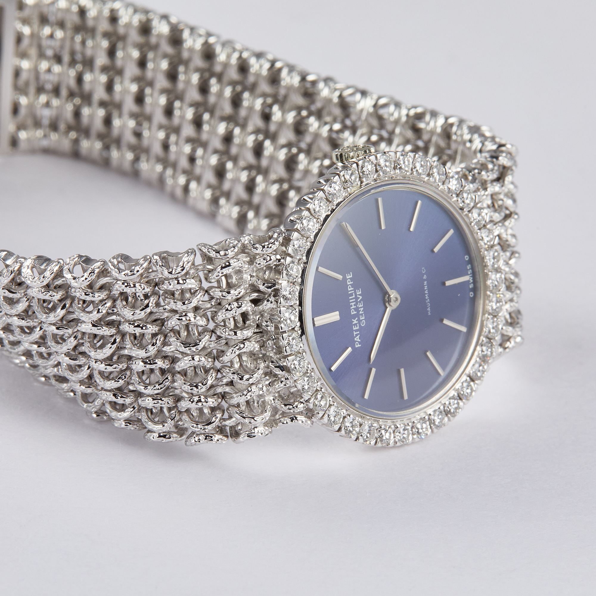 Vintage White Gold Diamond Blue Dial 33mm Product Image 4