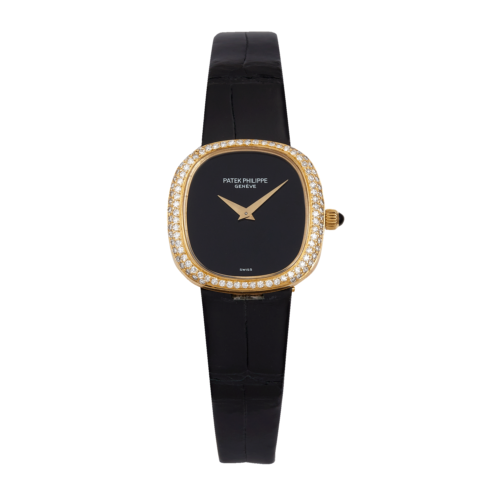 Onyx Ellipse Yellow Gold Diamond Black Dial 25mm Product Image