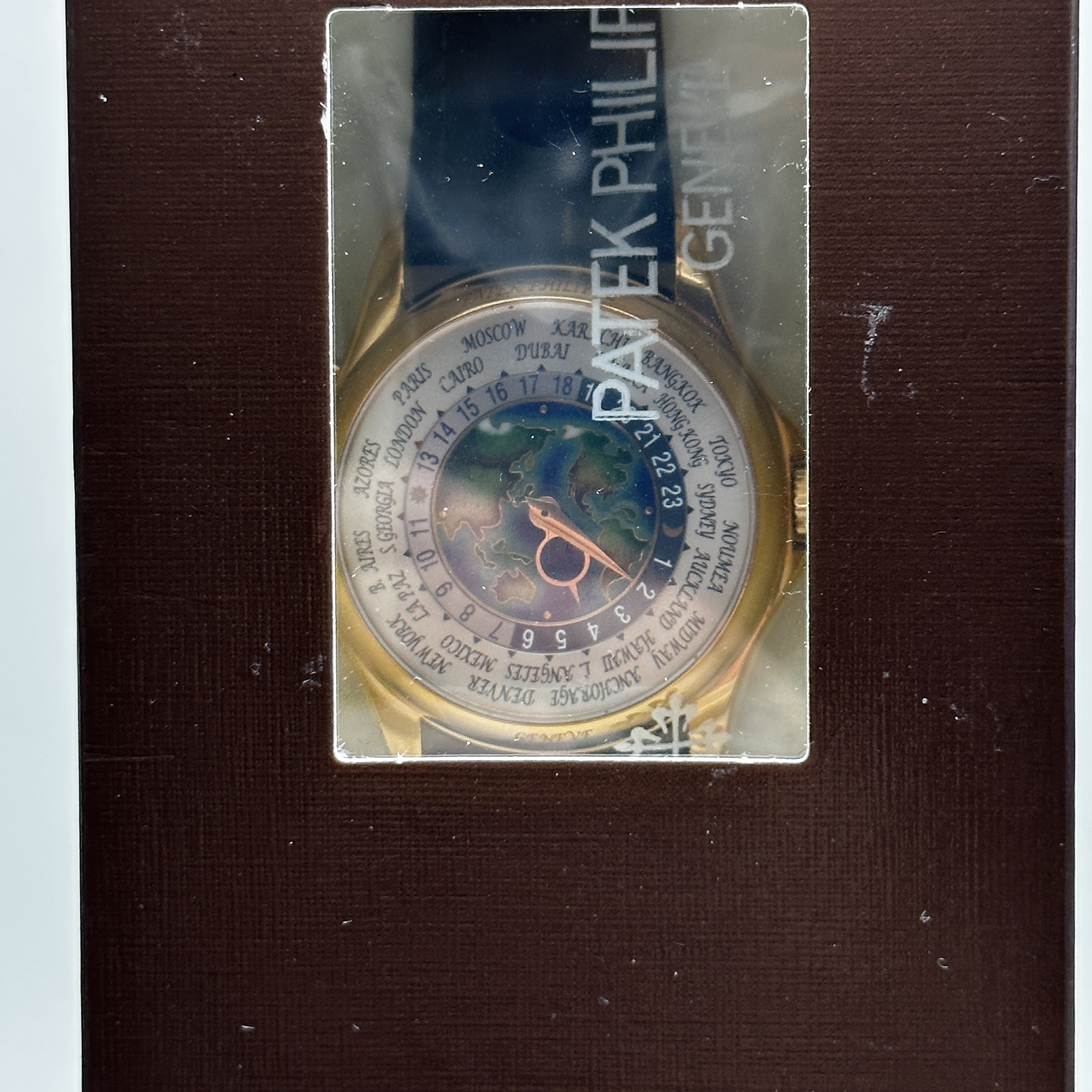 World Time Rose Gold Cloisonne Enamel USA Asia Map 39mm Product Image 3