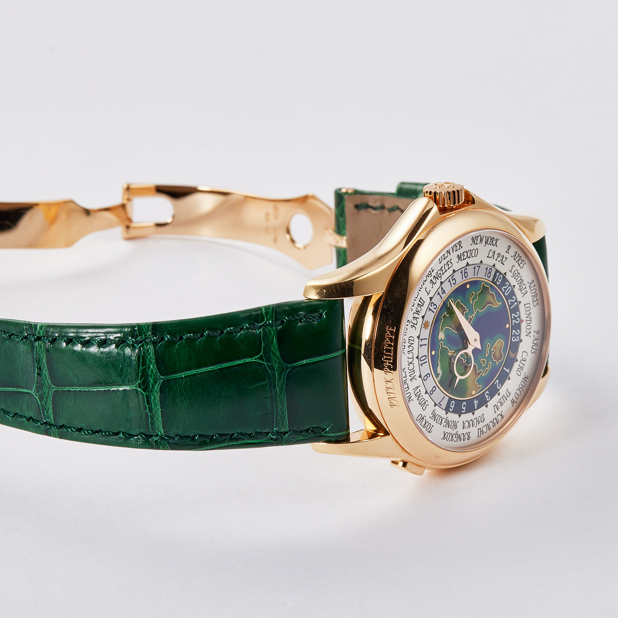 World Time Rose Gold Cloisonne Enamel USA Asia Map 39mm Product Image 4