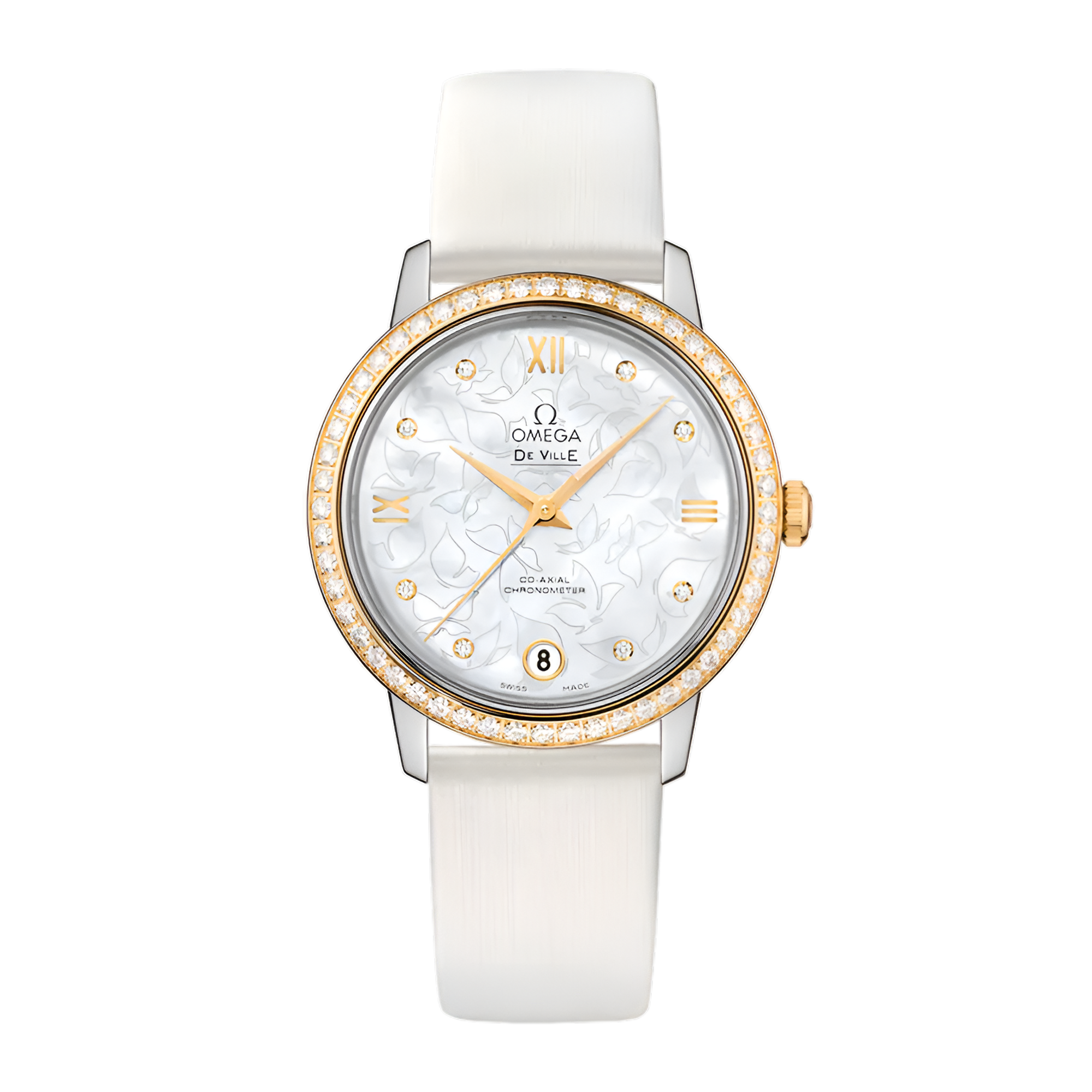 De Ville Prestige Yellow Gold & Steel Diamond White MOP Butterfly Dial 36mm Product Image