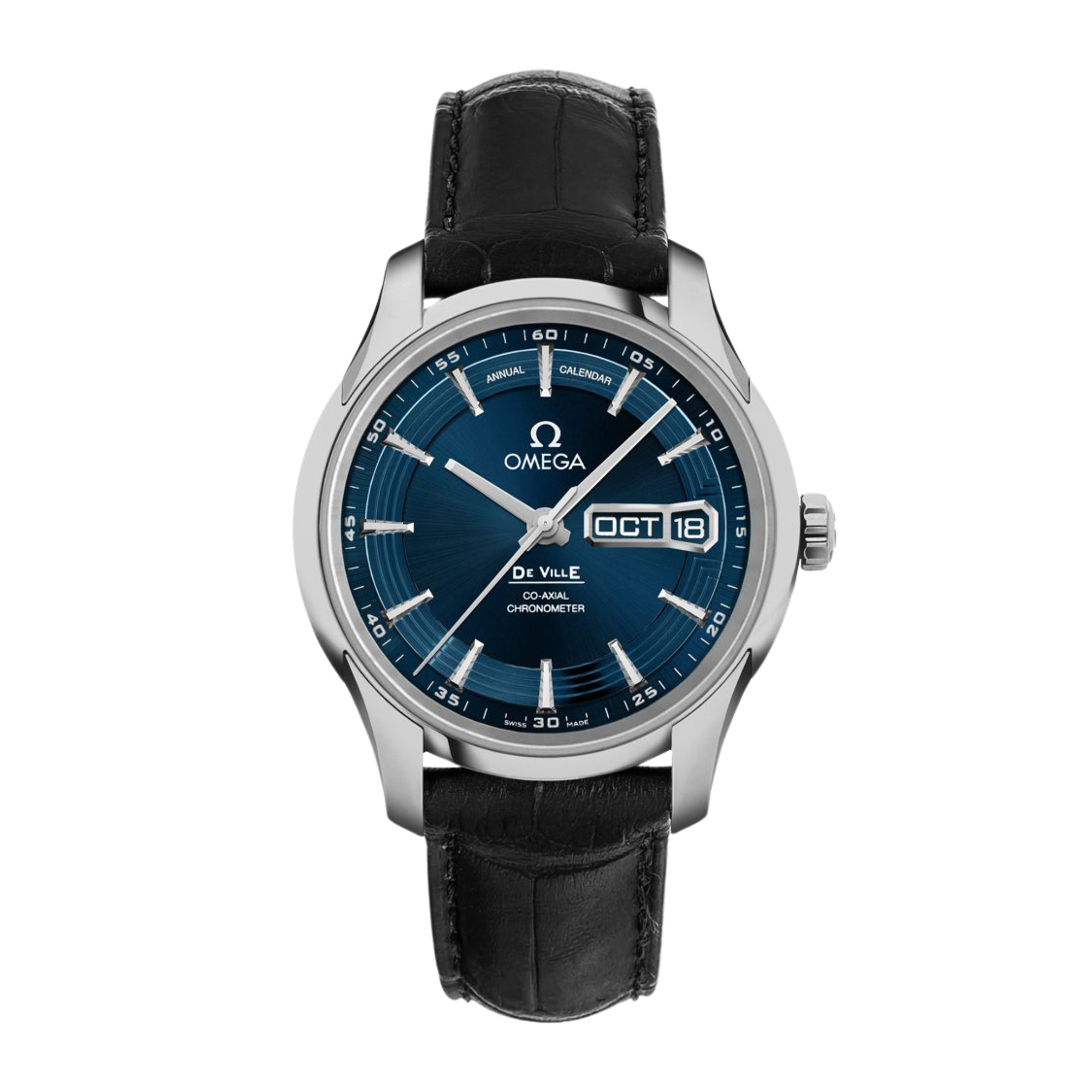 Omega De Ville Hour Vision Annual Calendar White Gold Black Dial