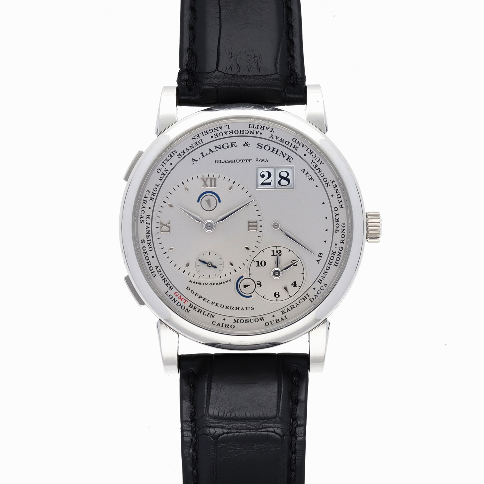 Lange 1 Timezone Platinum Silver Dial 42mm Product Image 1