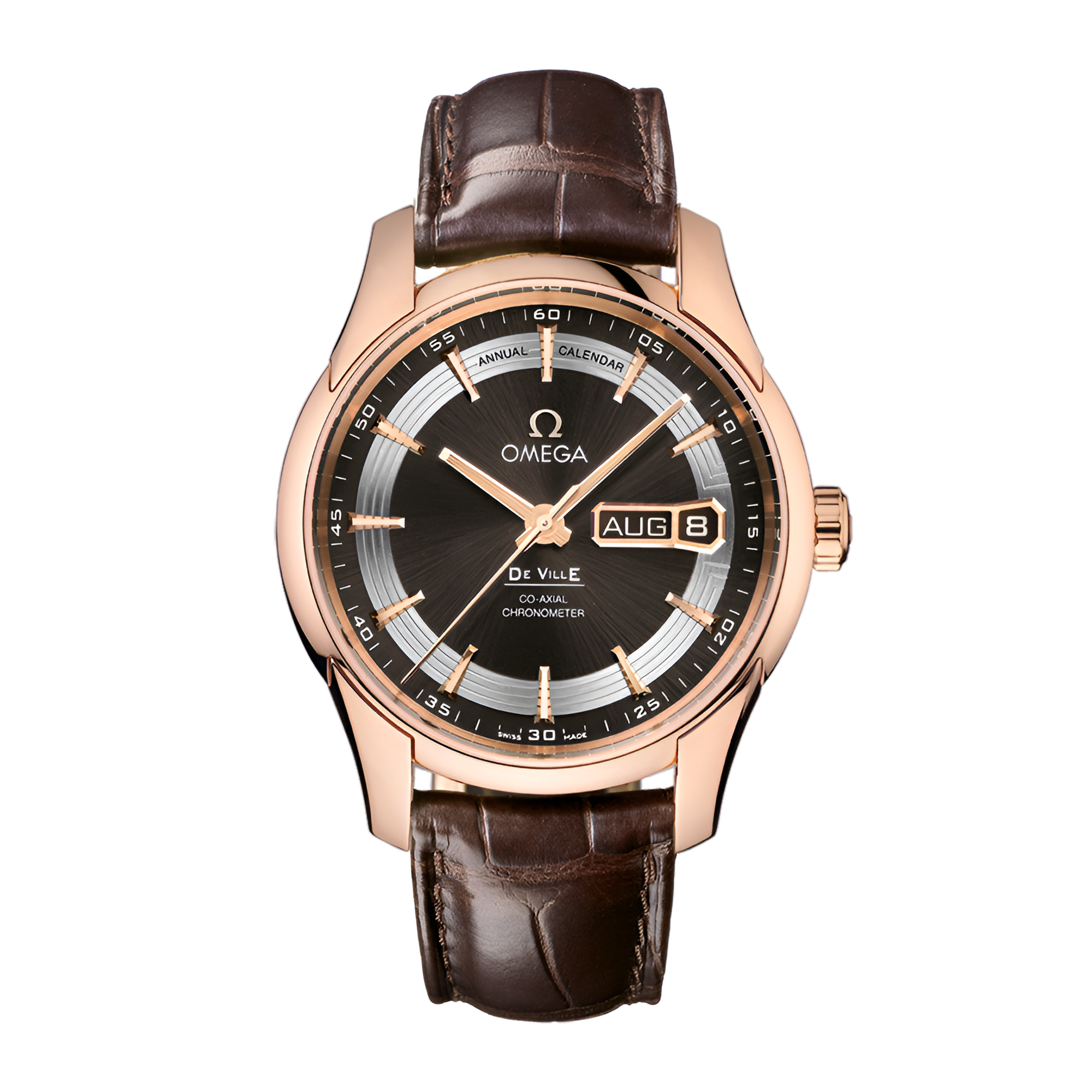 Omega De Ville Hour Vision Annual Calendar White Gold Black Dial