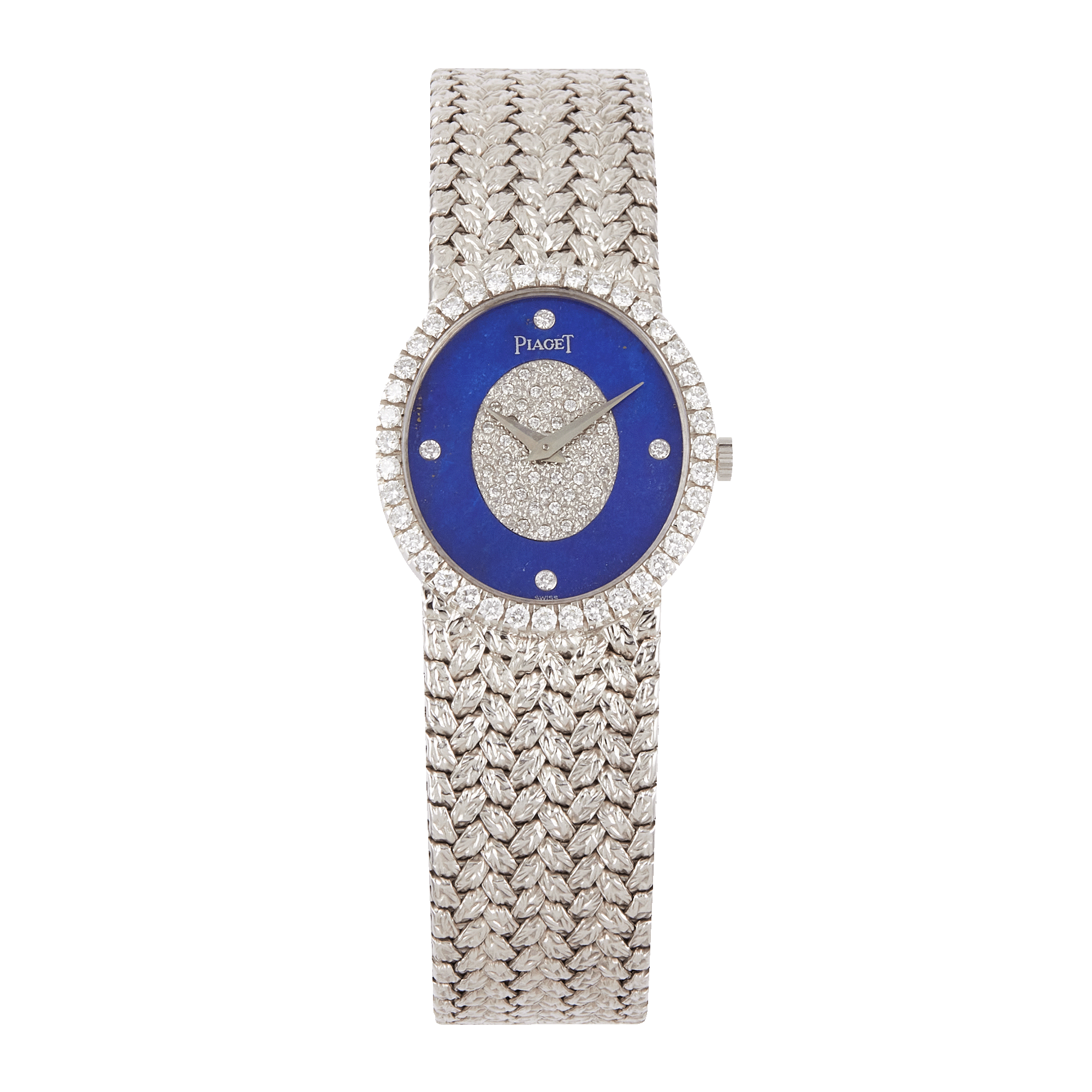 Vintage Oval White Gold Diamond Lapis Lazuli Dial 24mm Product Image 1