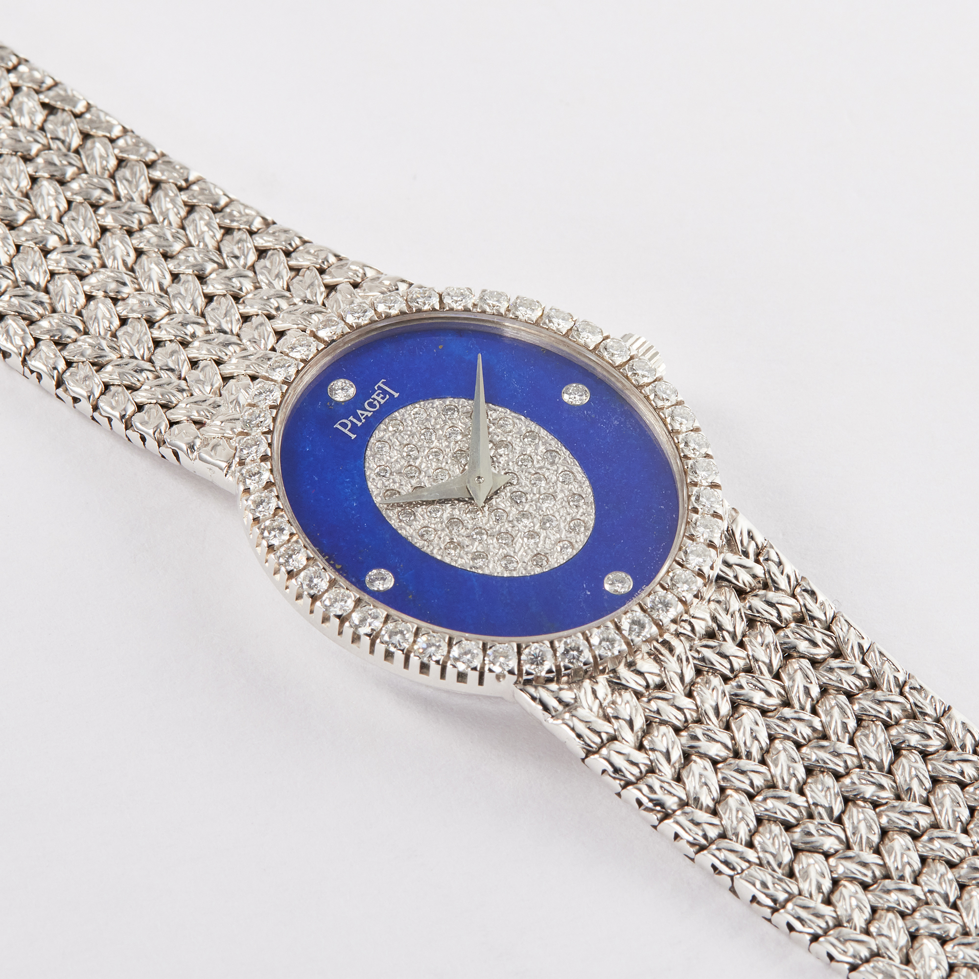 Vintage Oval White Gold Diamond Lapis Lazuli Dial 24mm Product Image 2