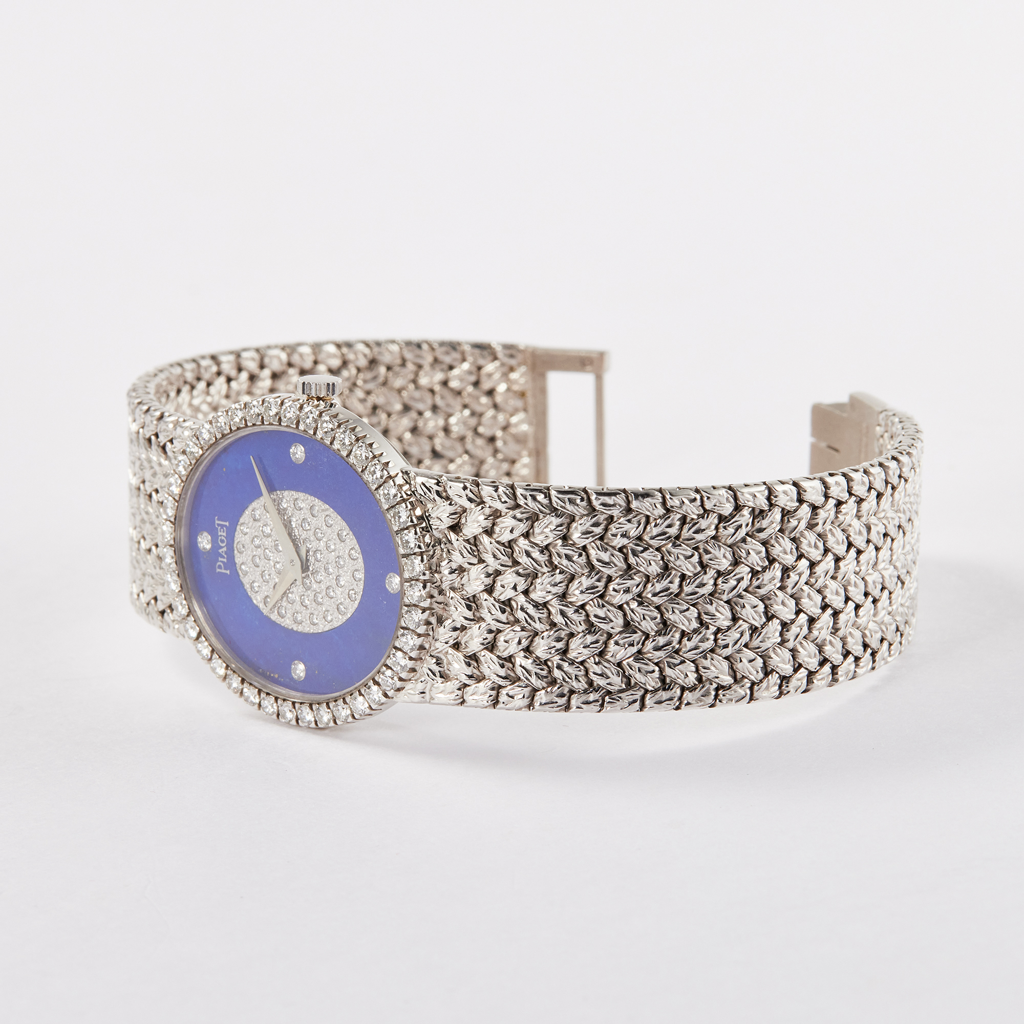 Vintage Oval White Gold Diamond Lapis Lazuli Dial 24mm Product Image 3
