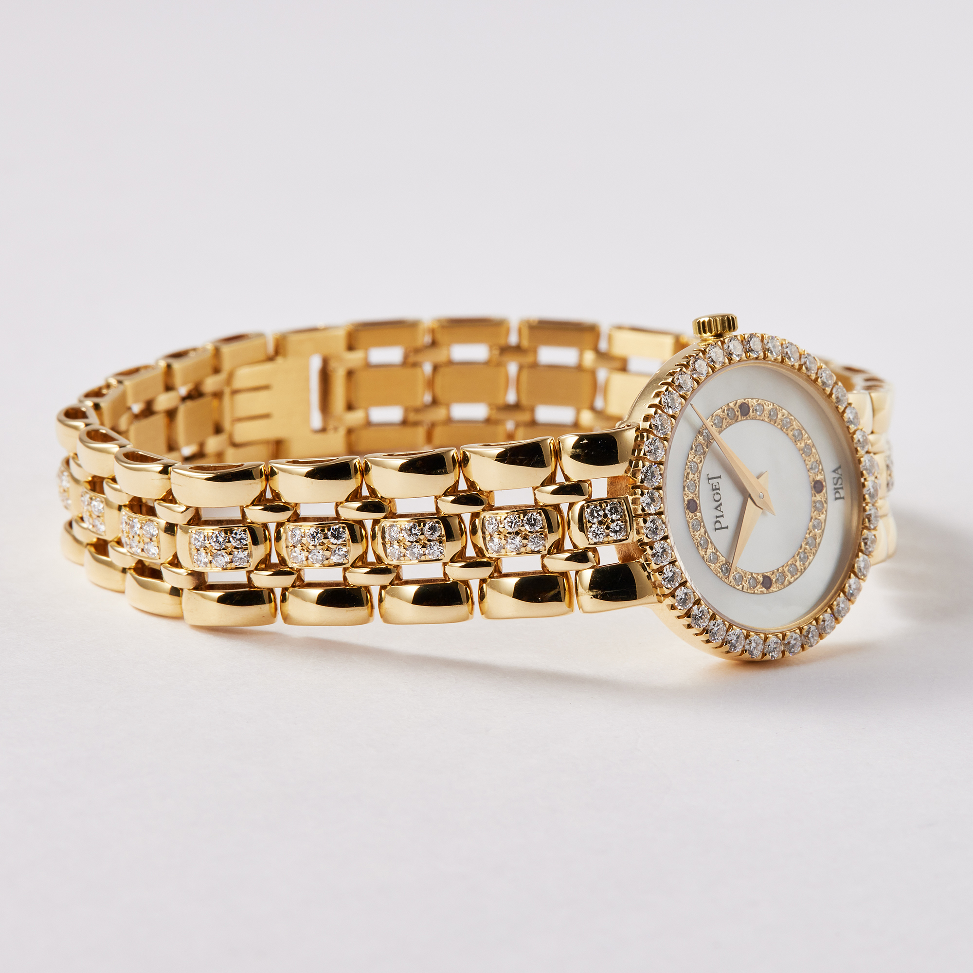 Vintage Yellow Gold Diamond Mother of Pearl Dial Product Image 4