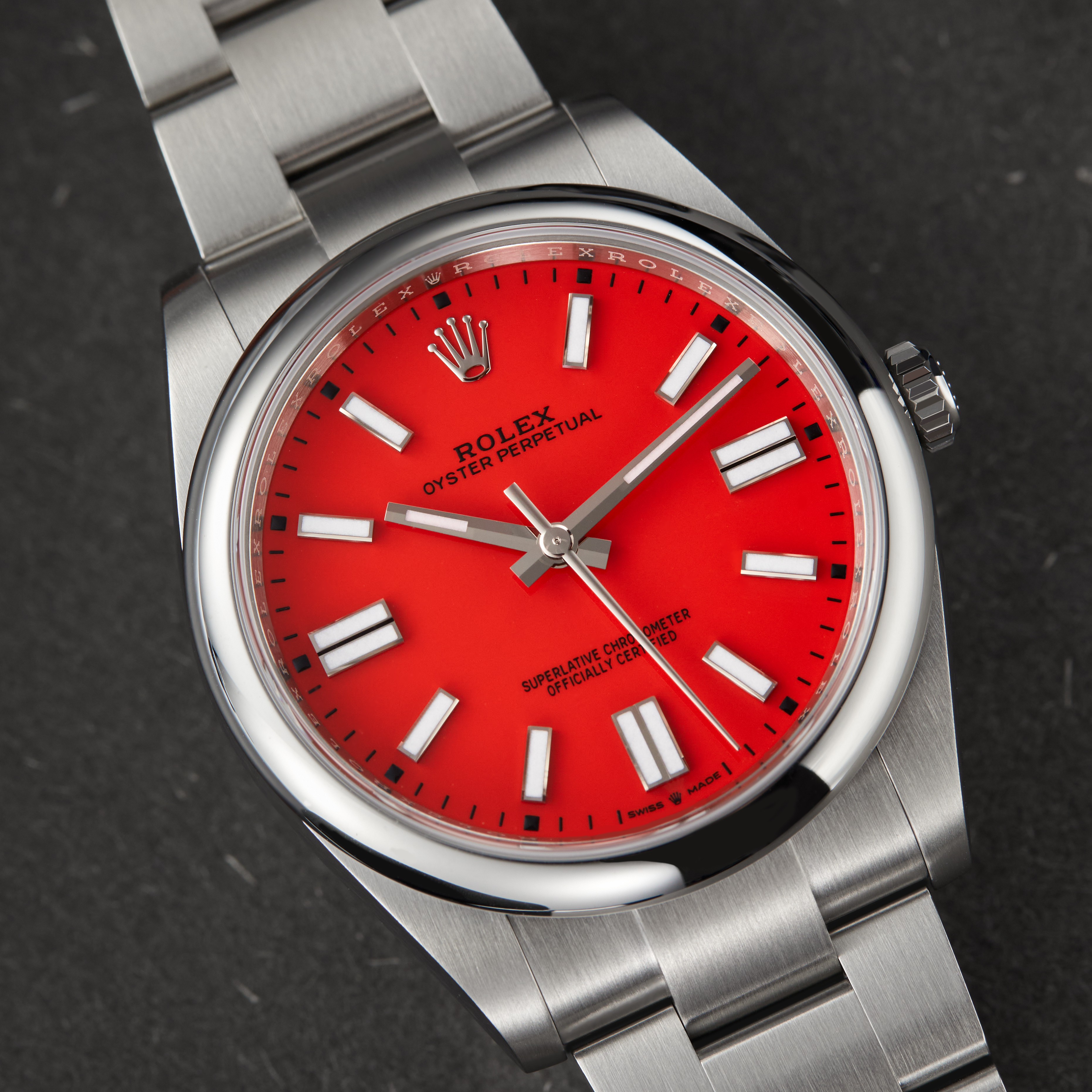 Rolex Oyster Perpetual Steel Red Dial 41mm 124300-0007