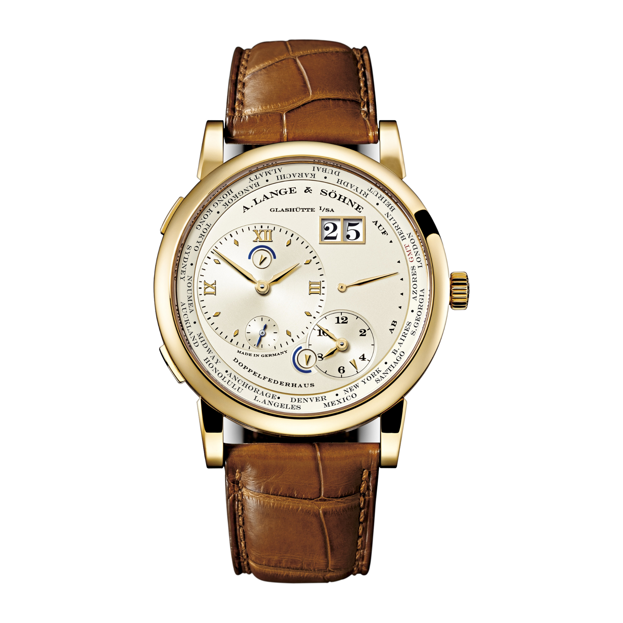 Lange 1 Timezone Yellow Gold Silver Dial 41mm Product Image