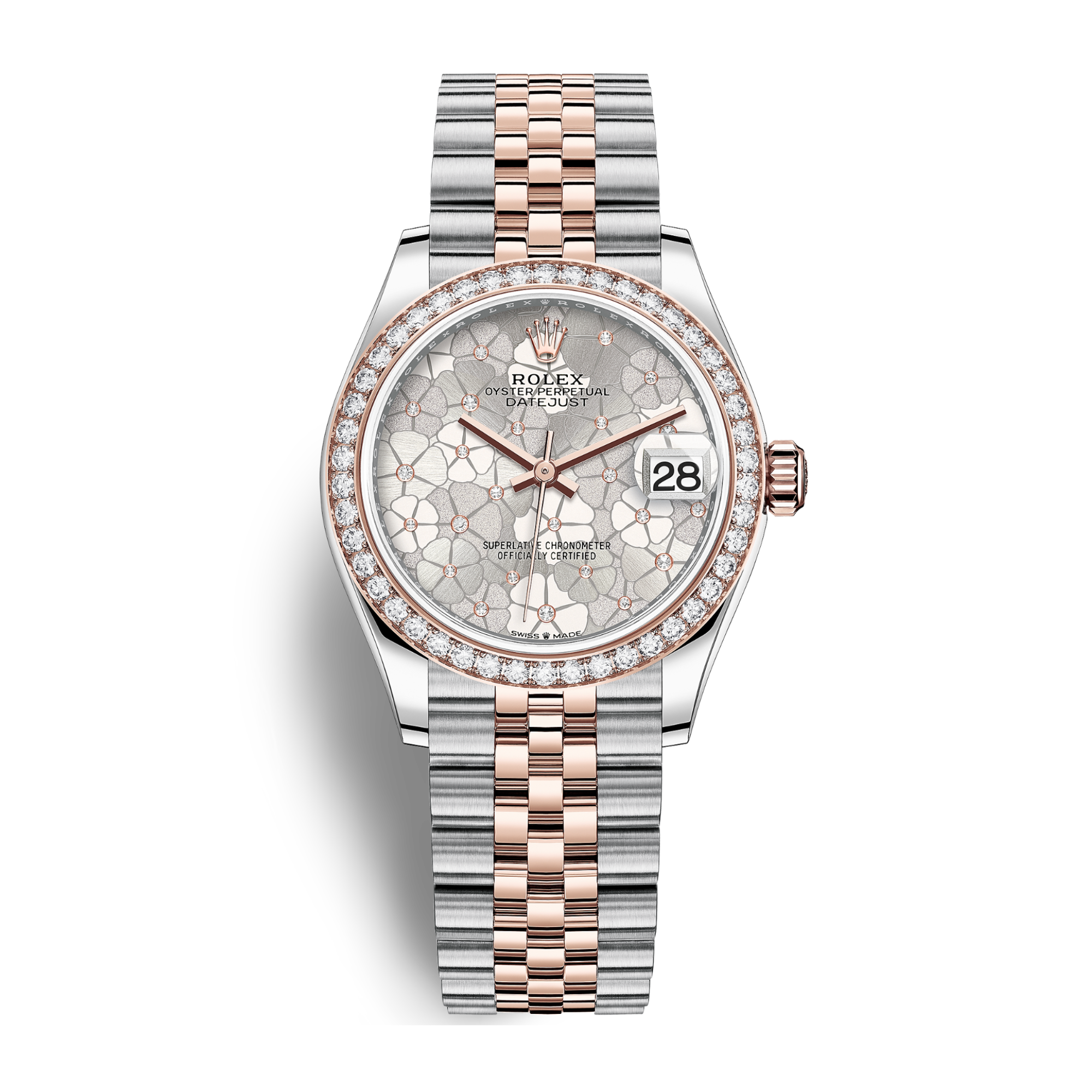Datejust Rose Gold & Steel Diamond Jubilee Silver Floral Dial 31mm Product Image