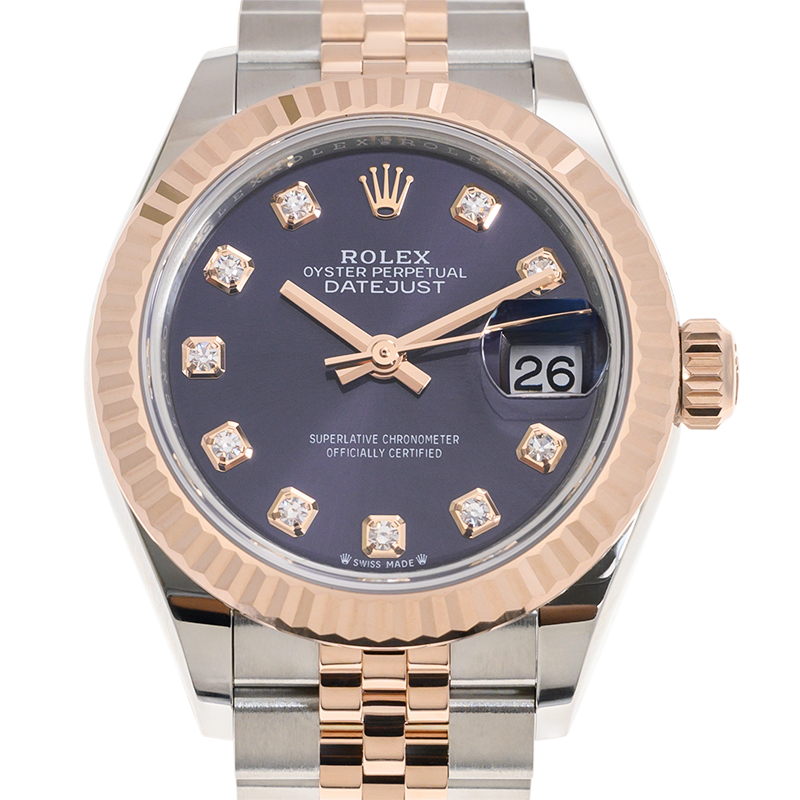 Datejust Rose Gold & Steel Jubilee Purple Dial 28mm Product Image 3