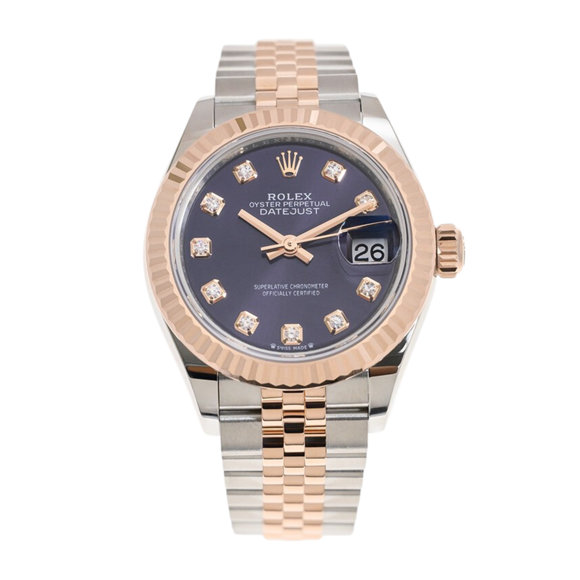 Datejust Rose Gold & Steel Jubilee Purple Dial 28mm Product Image 1